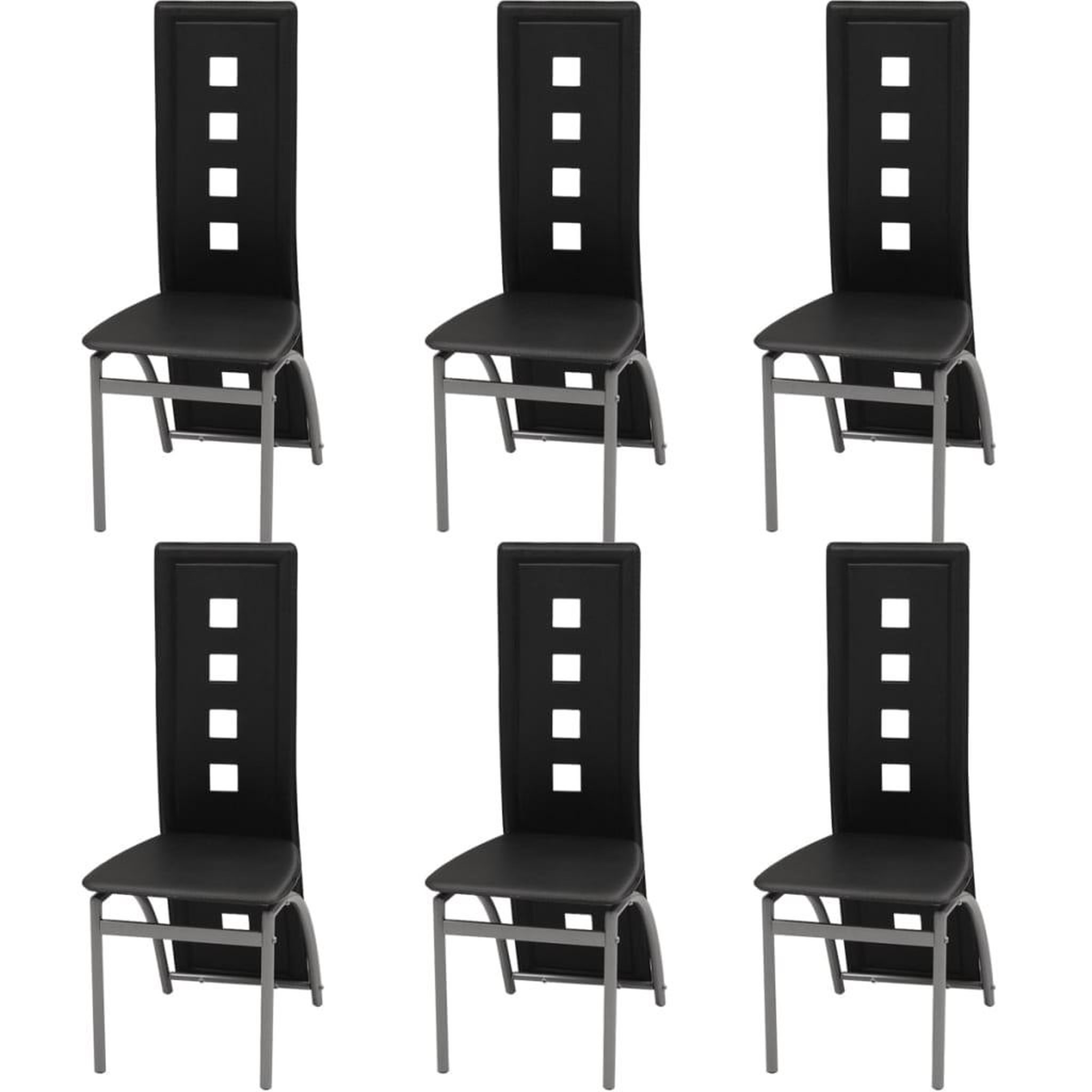 Voir la diapositive 1 : VIDAXL Chaises a manger lot de 6 noir similicuir