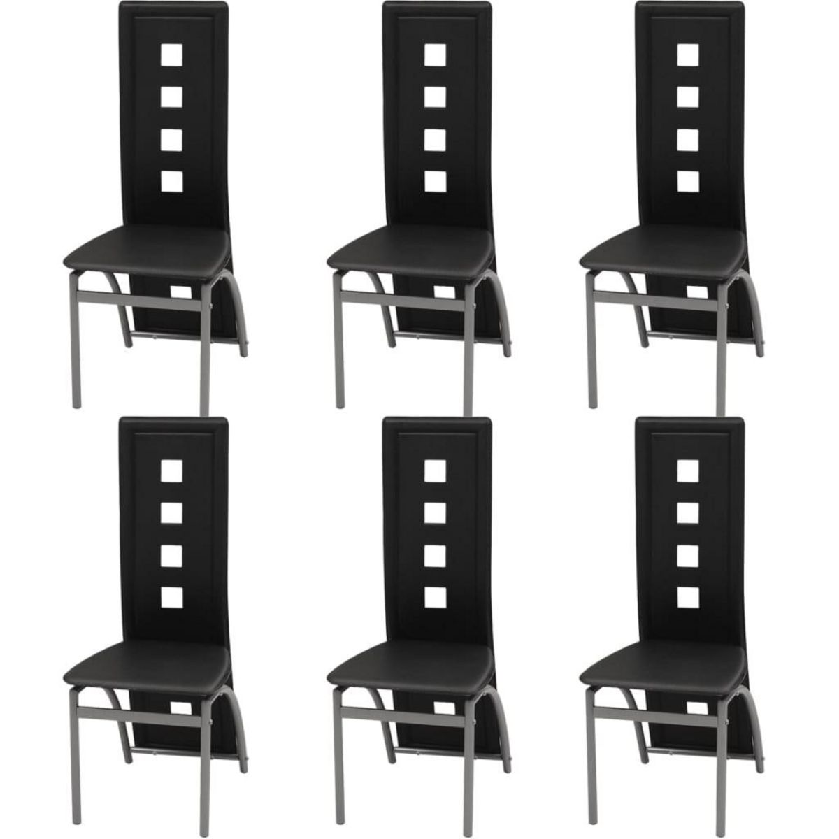 VIDAXL Chaises a manger lot de 6 noir similicuir