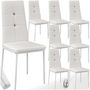 Voir la diapositive 1 : tectake Ensemble de chaises de salle à manger rembourré avec revêtement aspect cuir blanc Lot de 8