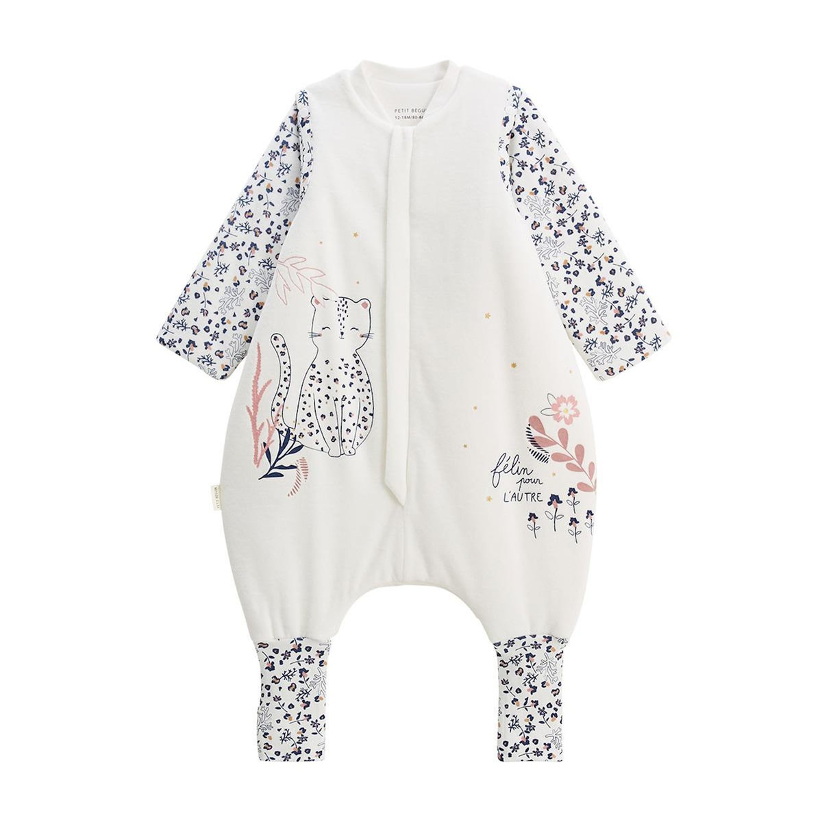 Petit Béguin Turbulette TOG 2 en velours avec pieds retroussables et manches amovibles Céleste