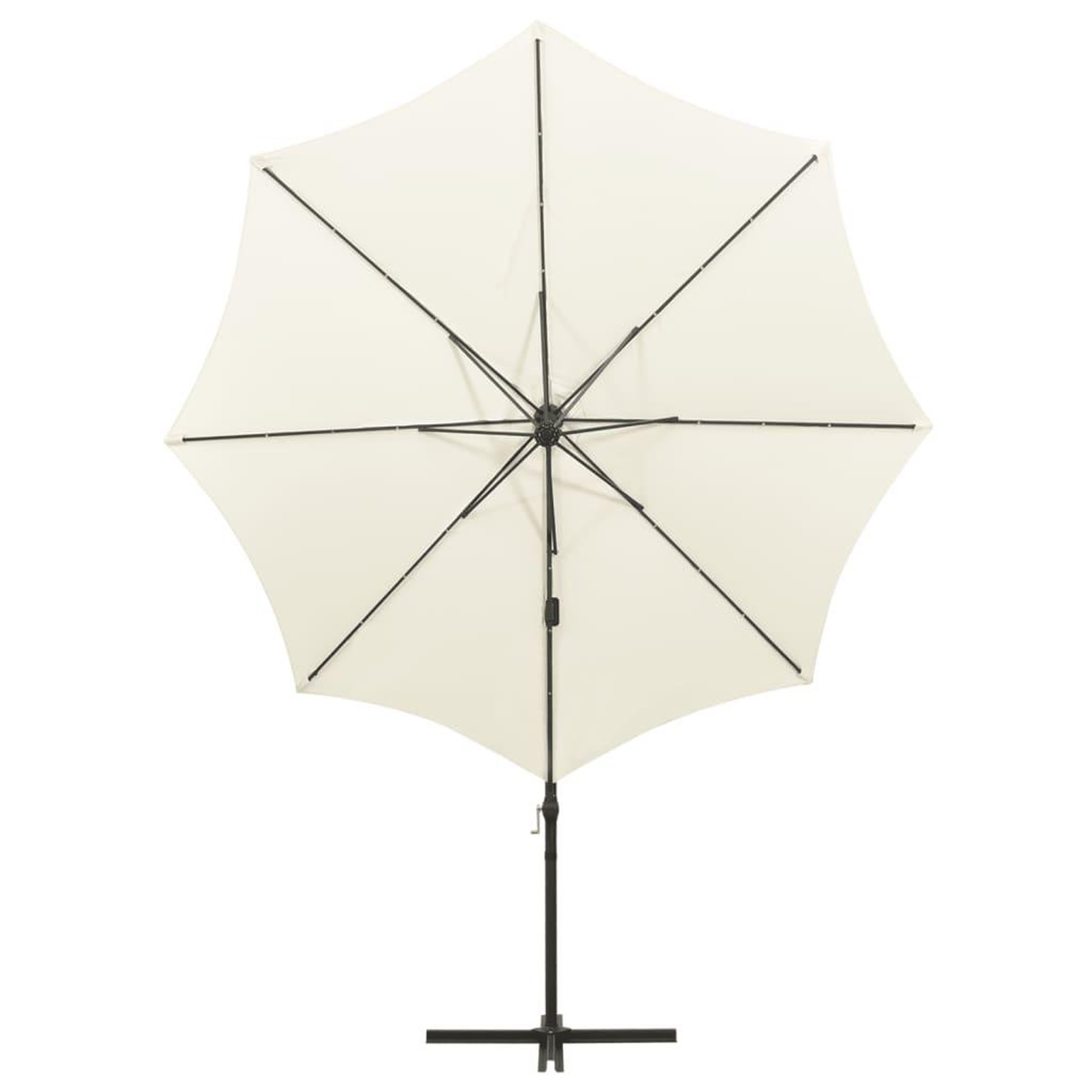 Voir la diapositive 3 : VIDAXL Parasol de jardin en porte-a-faux et mat et lumieres LED sable