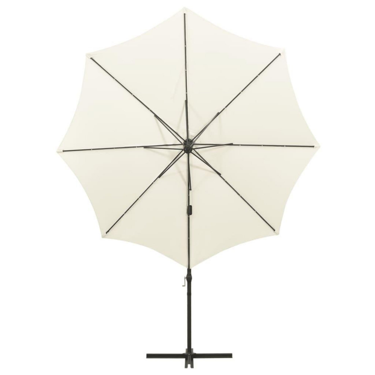 VIDAXL Parasol de jardin en porte-a-faux et mat et lumieres LED sable