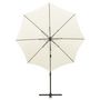 Voir la diapositive 3 : VIDAXL Parasol de jardin en porte-a-faux et mat et lumieres LED sable