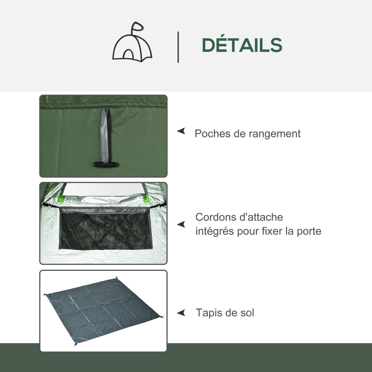 OUTSUNNY Tente de douche pliable pop-up automatique instantanée cabinet de changement camping polyester vert