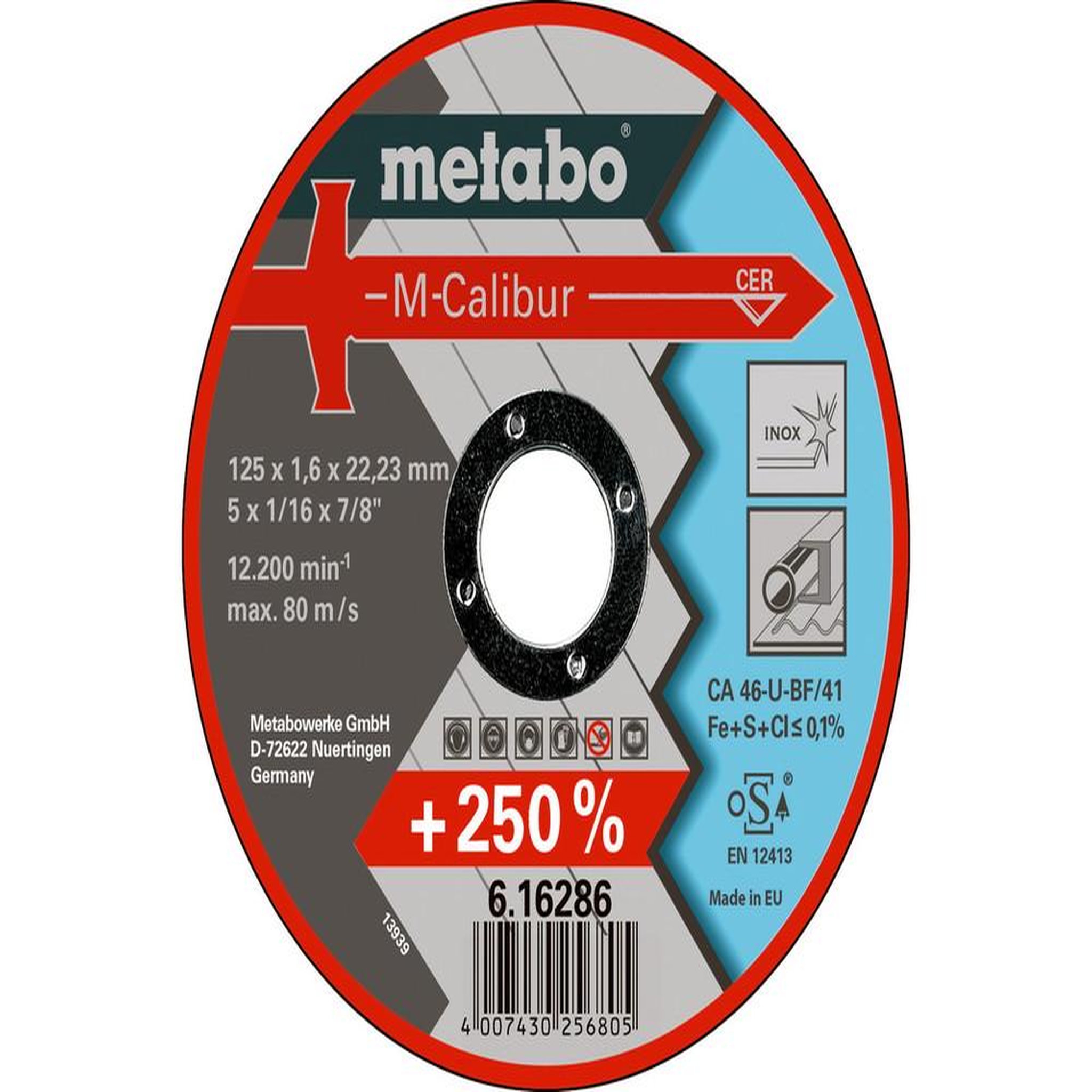 METABO SAS Meules de tronçonnage M-Calibur 125x1,6x22,23 mm