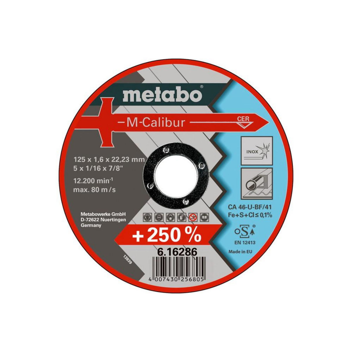 METABO SAS Meules de tronçonnage M-Calibur 125x1,6x22,23 mm