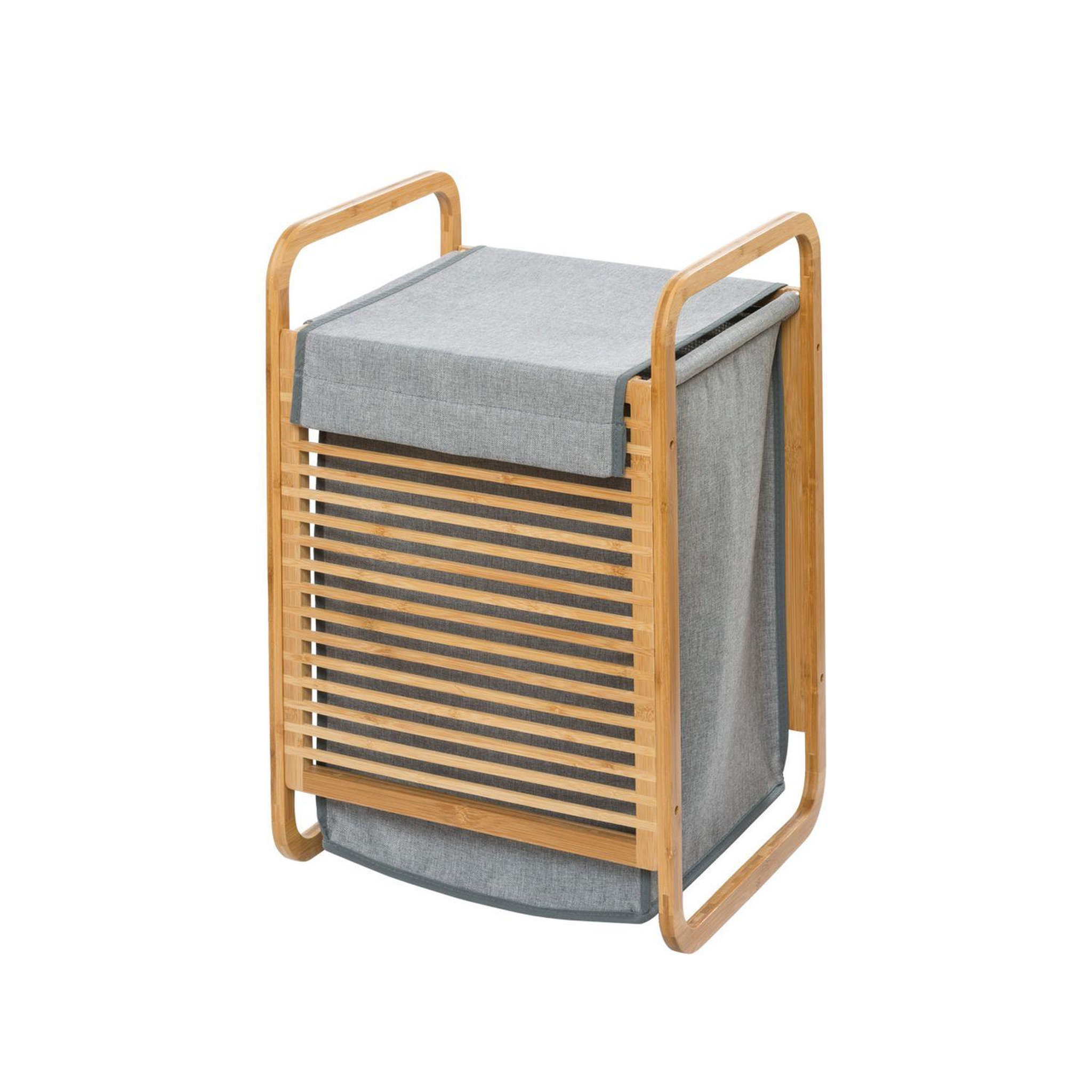 Wenko Panier à linge en bambou bahari - 40 x h. 60 cm - gris