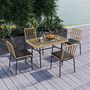 Voir la diapositive 2 : OUTSUNNY Ensemble salon de jardin 4 places 5 pièces style colonial coussins assise inclus