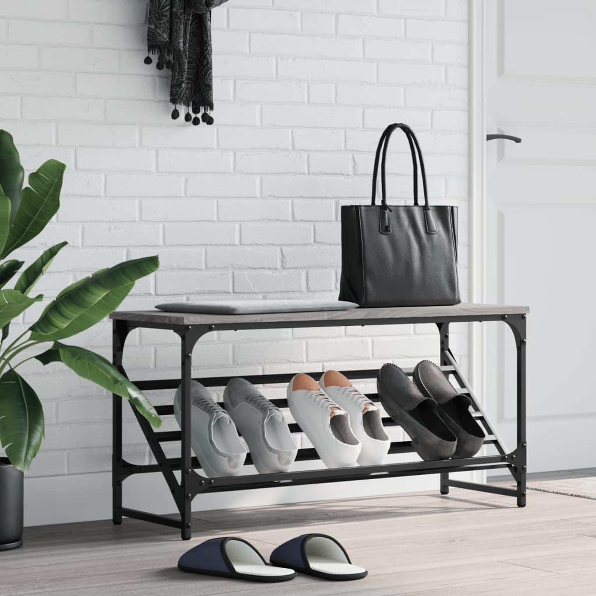 VIDAXL Etagere a chaussures sonoma gris 90x30x45 cm bois d'ingenierie