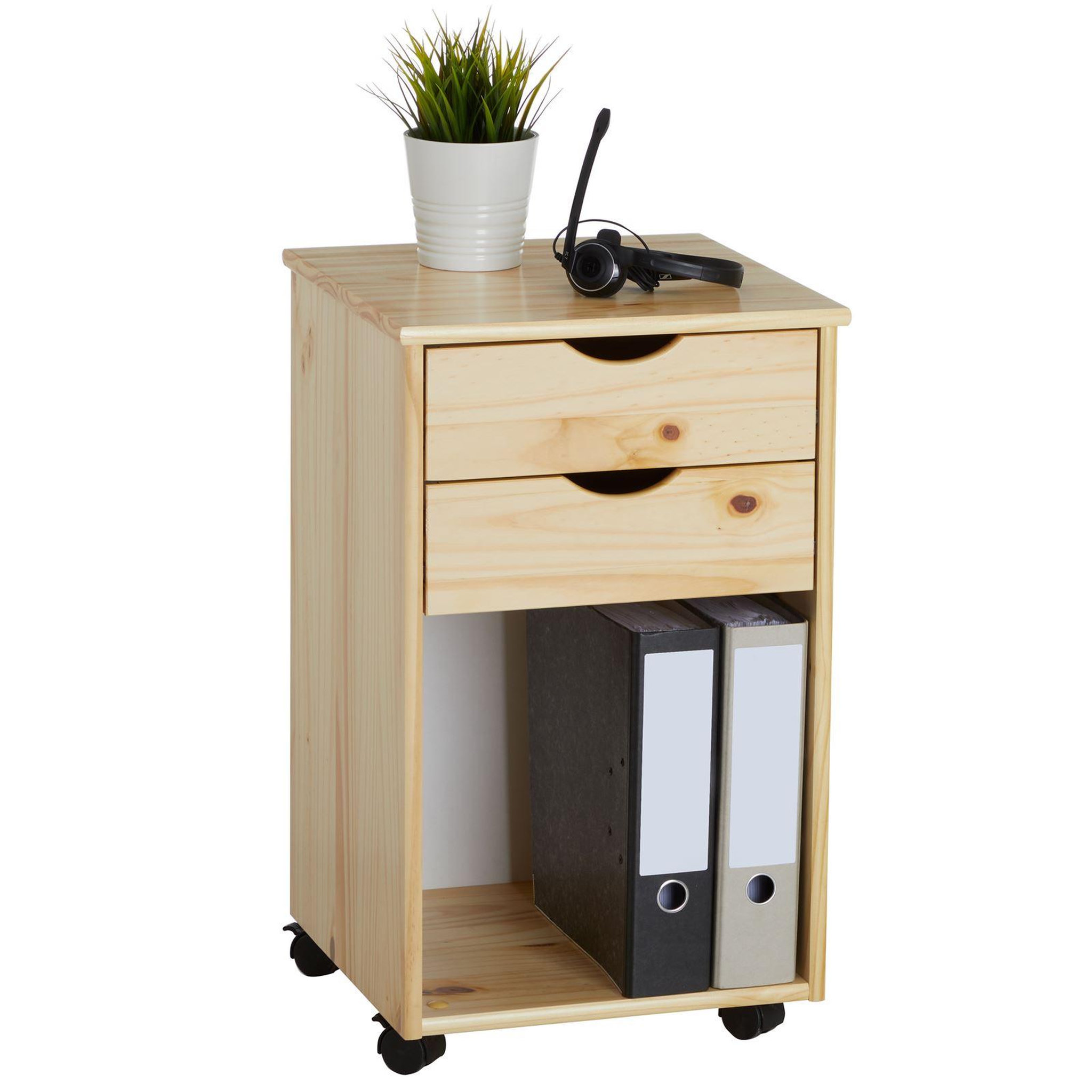 Voir la diapositive 1 : IDIMEX Caisson de bureau sur roulettes KANO, avec 2 tiroirs, en pin massif