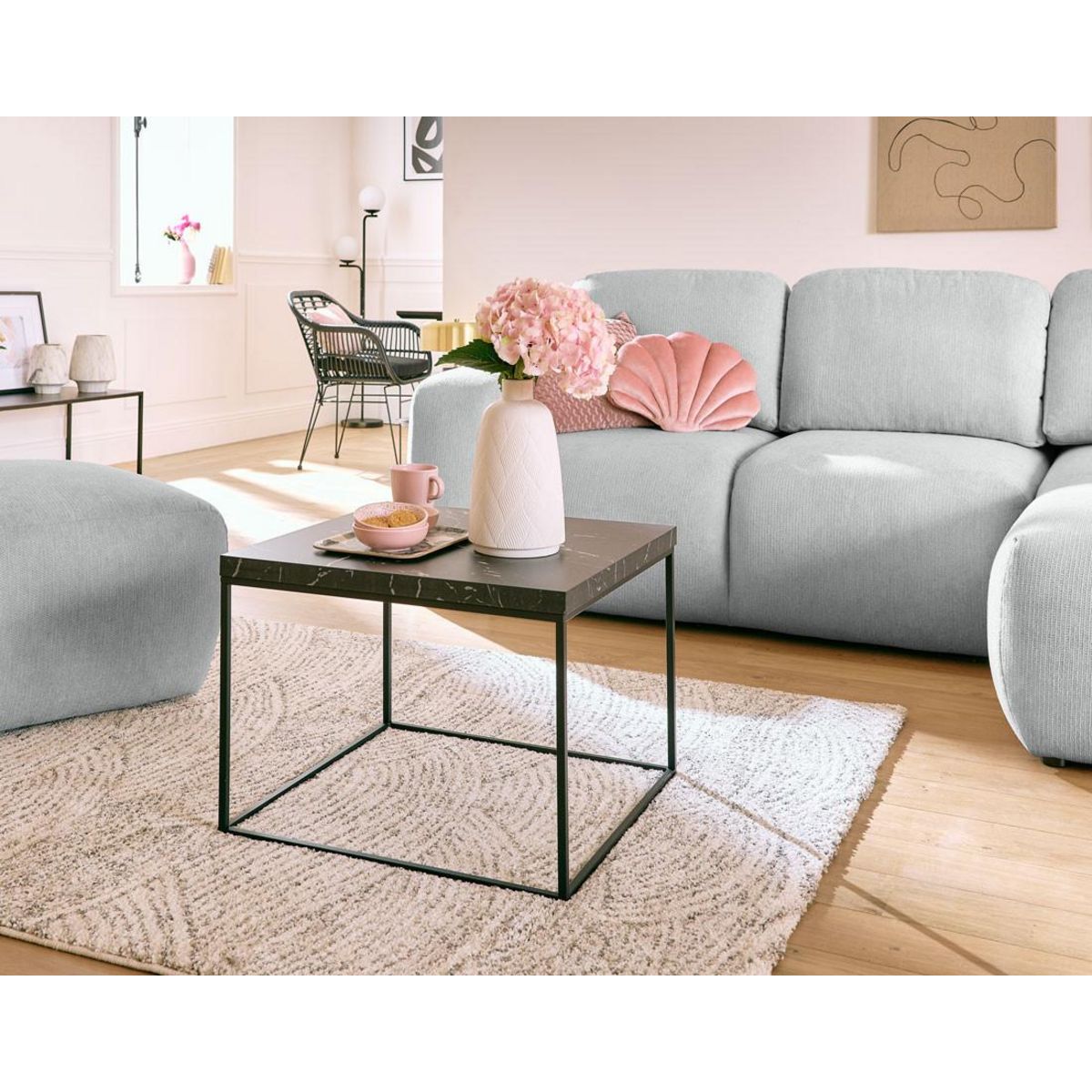 LISA DESIGN Sorrente - canapé d'angle réversible - convertible avec coffre - 4 places - en tissu texturé