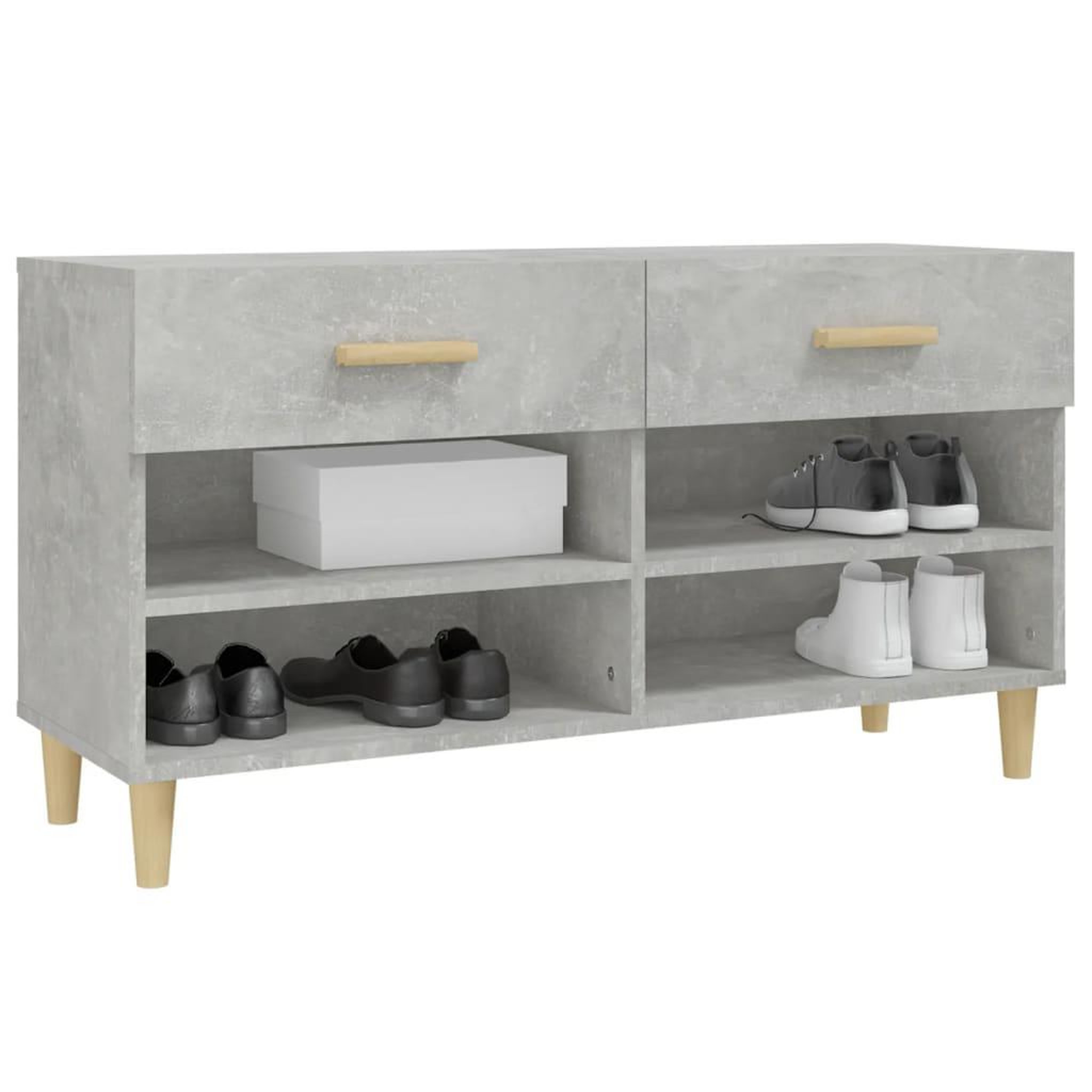 Voir la diapositive 4 : VIDAXL Armoire a chaussures Gris beton 102x35x55 cm Bois d'ingenierie