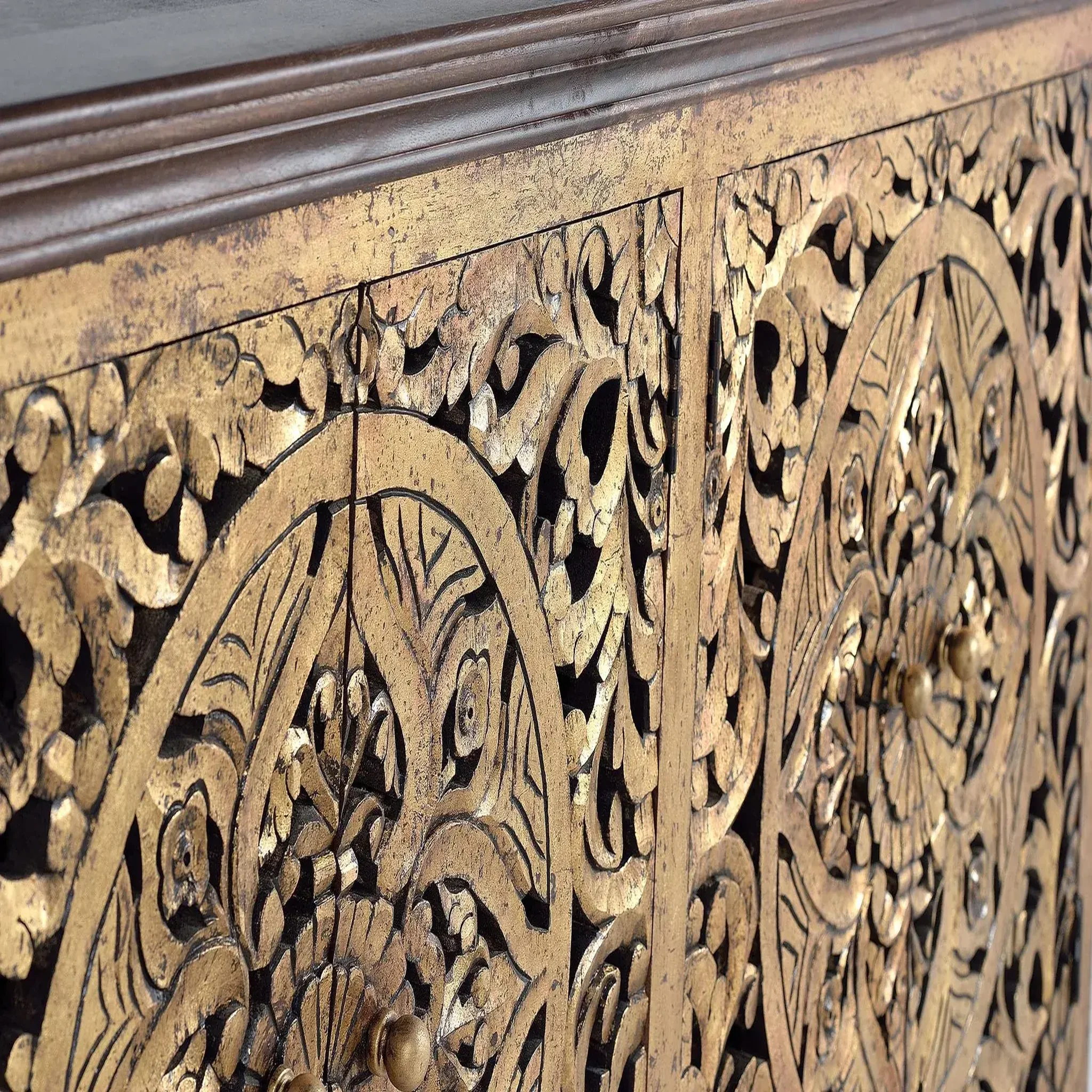 Voir la diapositive 2 : GINER Y COLOMER SL Buffet en bois de manguier 180cm style boho sculpté