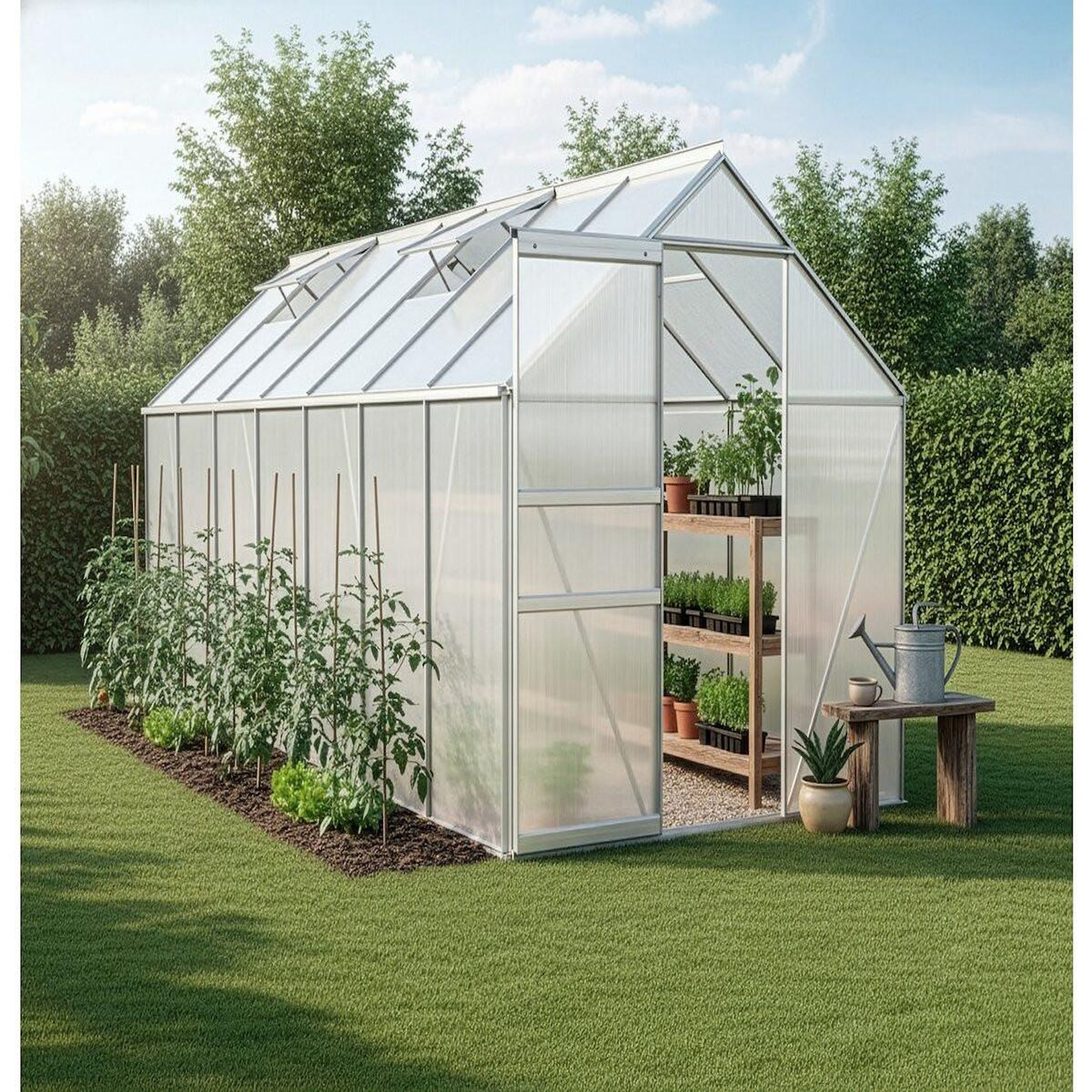 Habitat et Jardin Embase en aluminium pour serre jardin  Basilic  - 8,17 m² - Gris