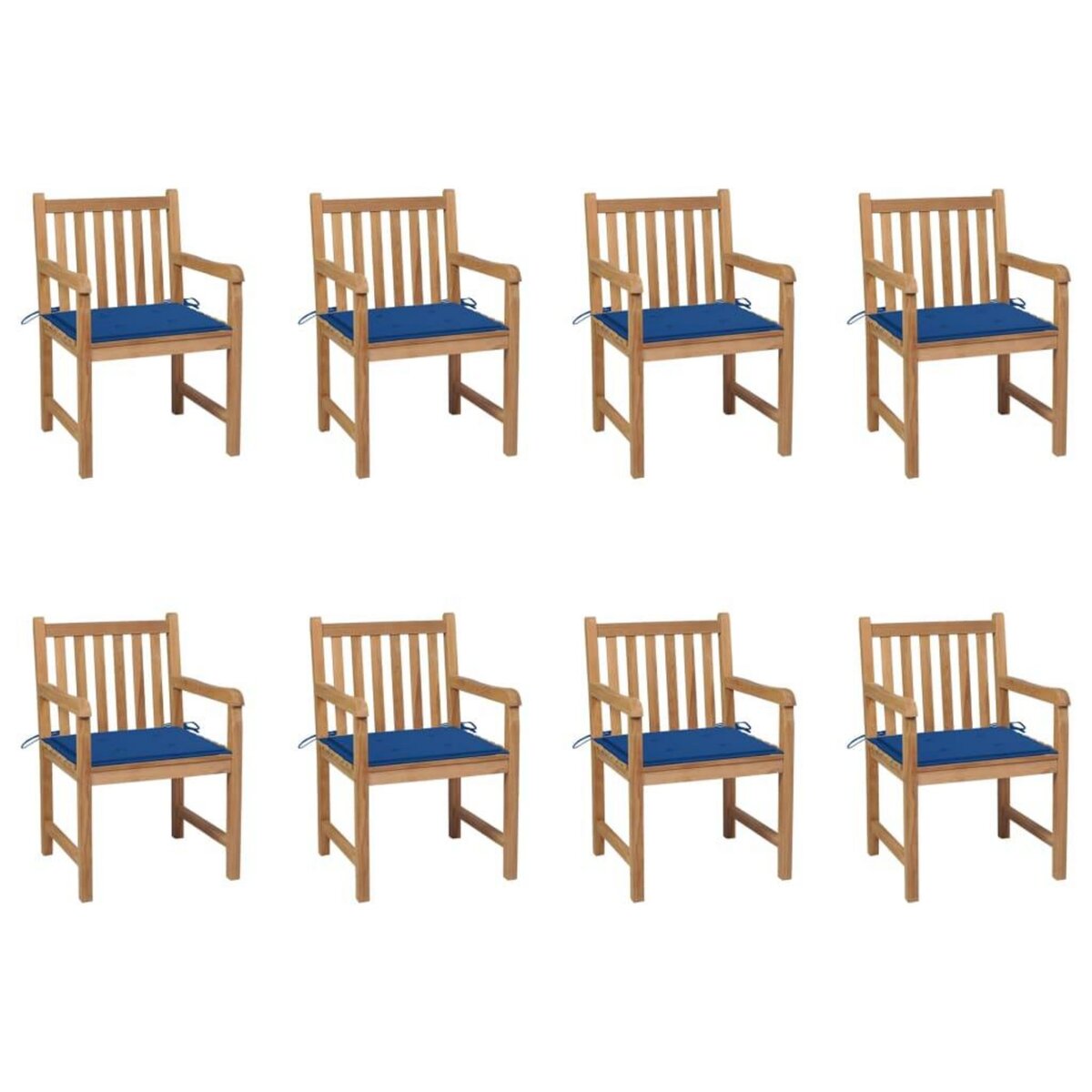 VIDAXL Chaises de jardin 8 pcs avec coussins bleu royal Bois de teck