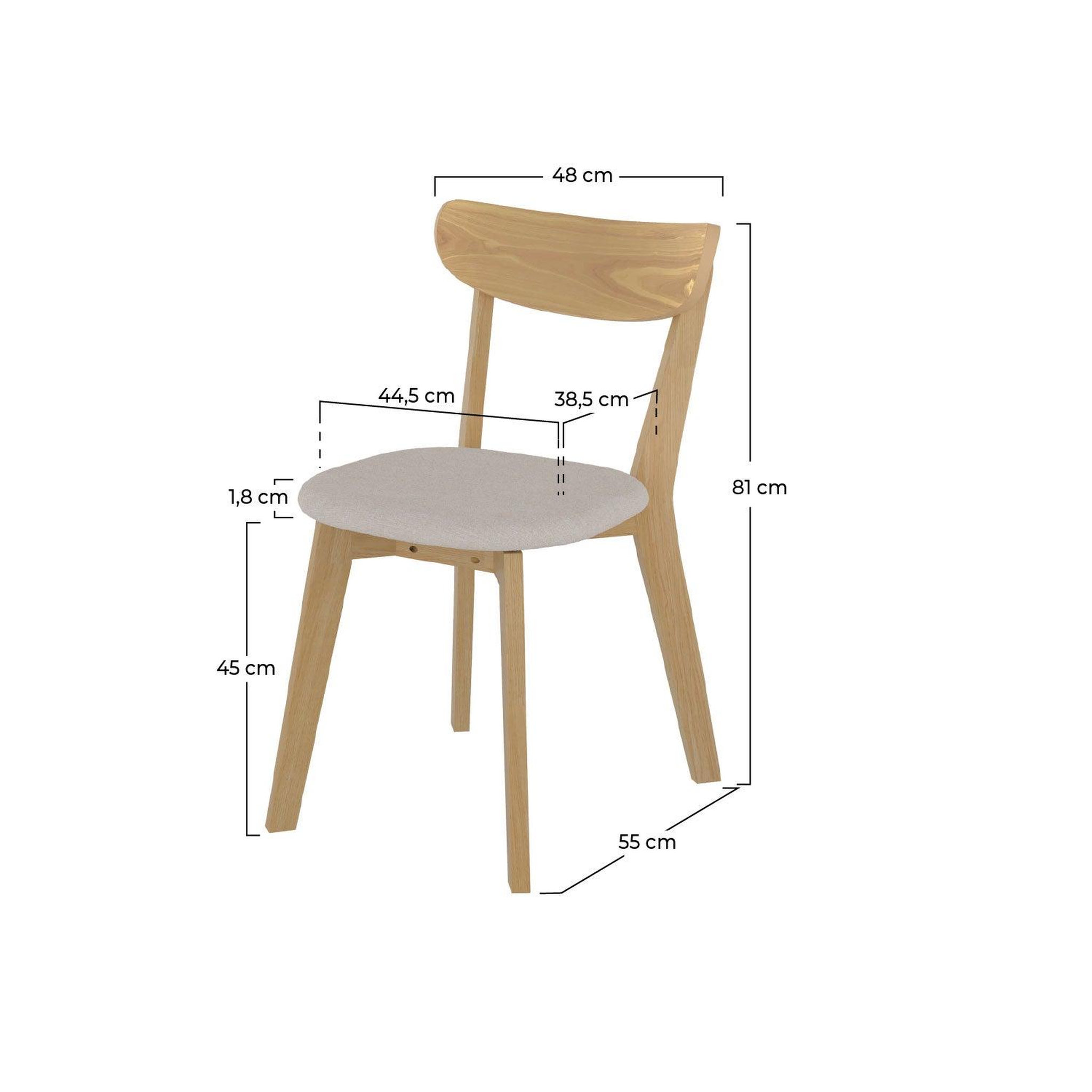 Voir la diapositive 4 : MAISON PAVANE Lot de 2 chaises en tissu beige et bois de frêne-tabata