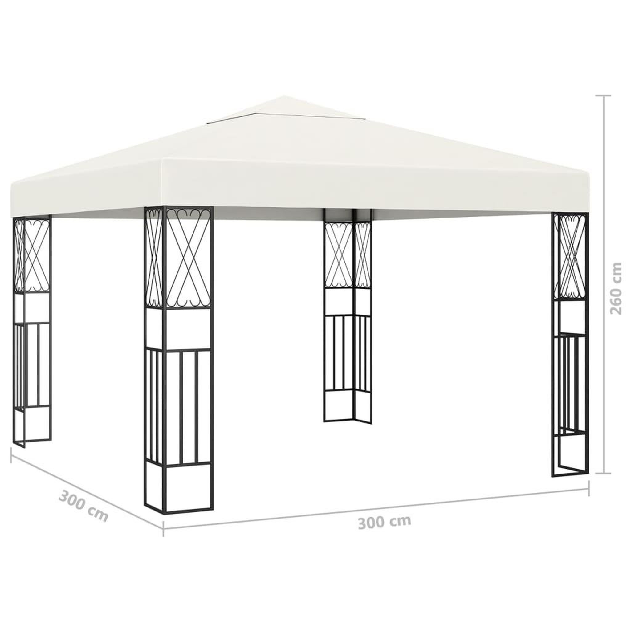 Voir la diapositive 6 : VIDAXL Tonnelle avec guirlande lumineuse a LED 3x3 m Creme Tissu