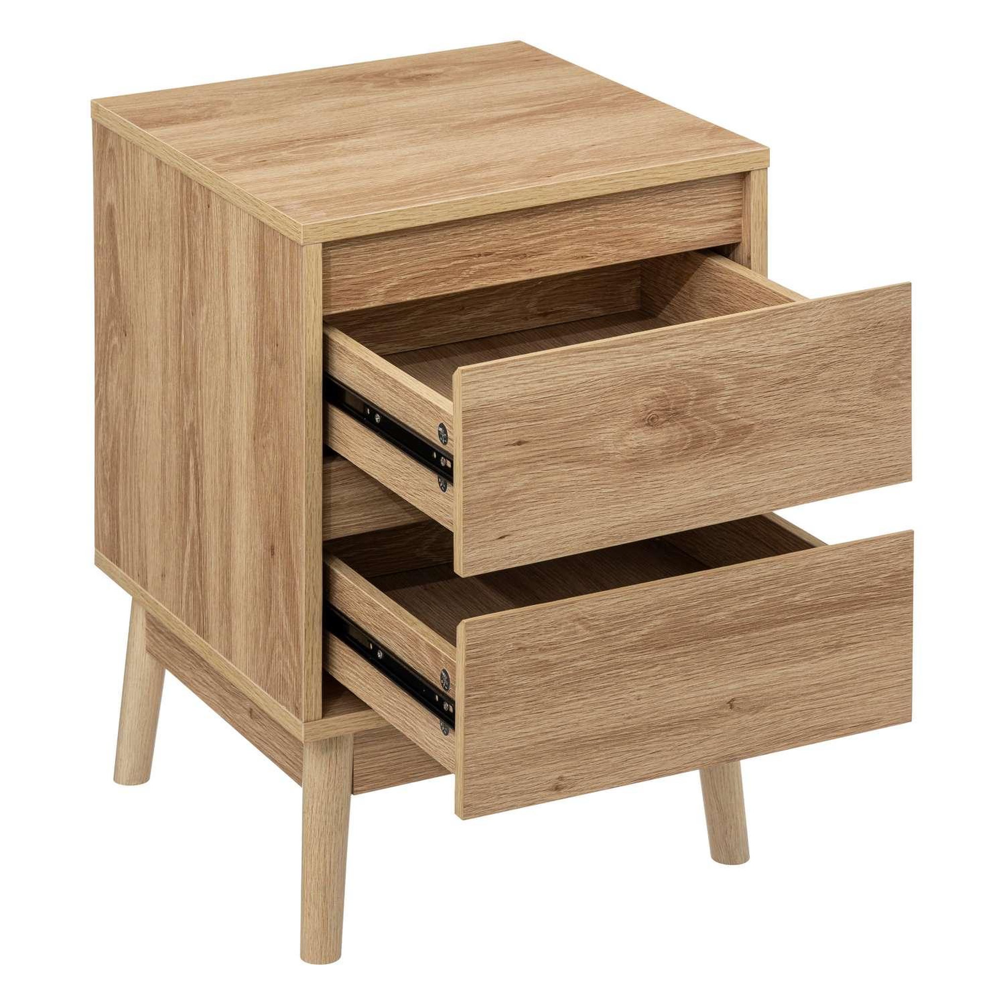 Voir la diapositive 4 : FIVE Table de chevet 2 tiroirs liam en bois - marron