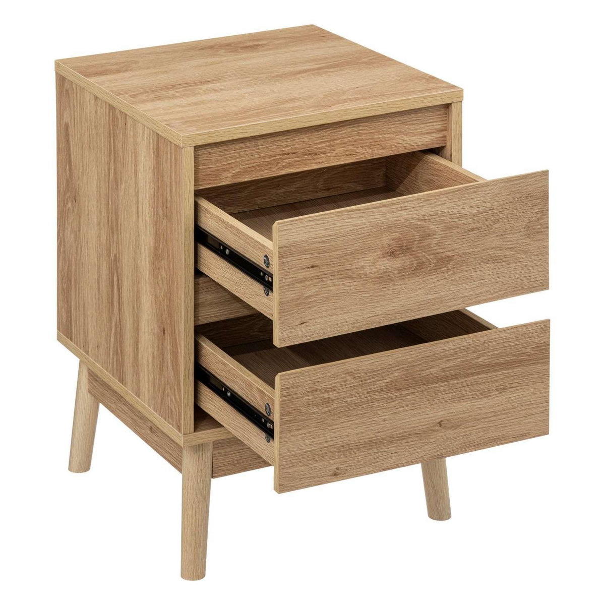 FIVE Table de chevet 2 tiroirs Liam en bois - Marron