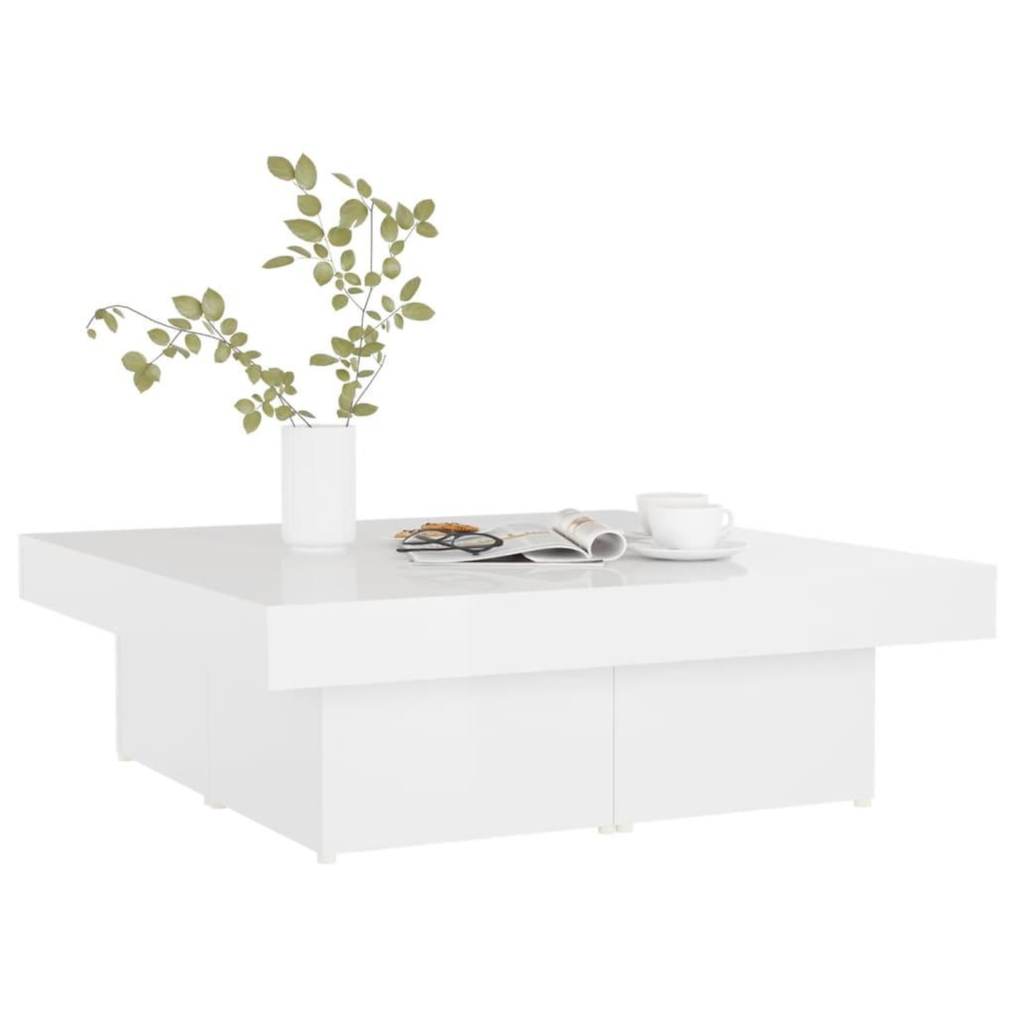 Voir la diapositive 3 : VIDAXL Table basse blanc brillant 90x90x28 cm bois d'ingenierie