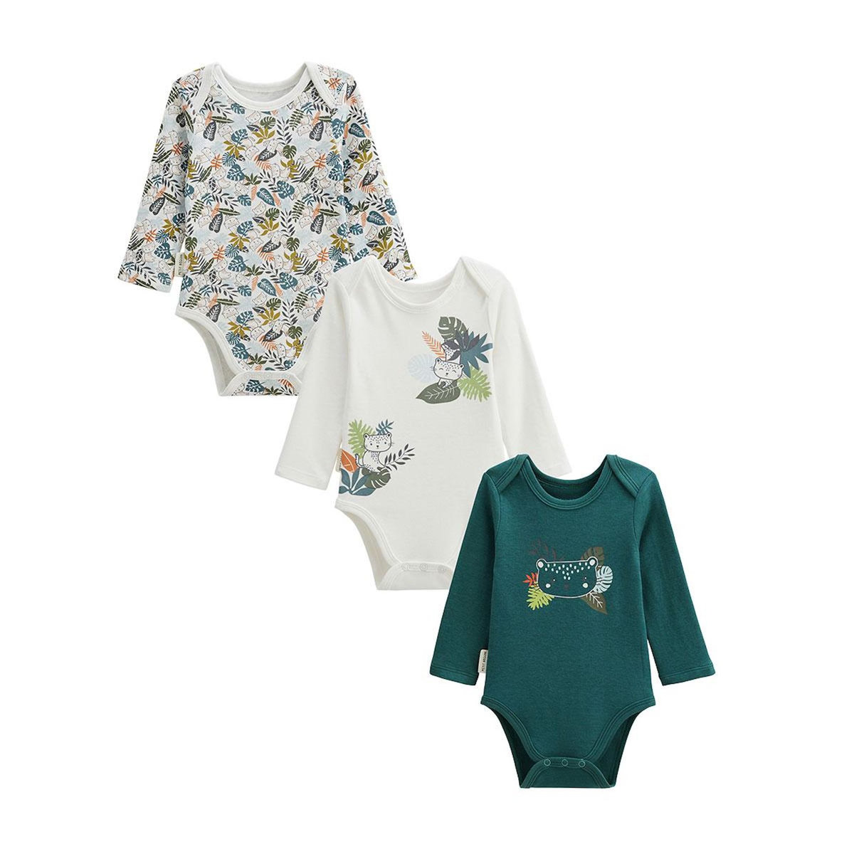 Petit Béguin Lot de 3 bodies bébé manches longues Canopée