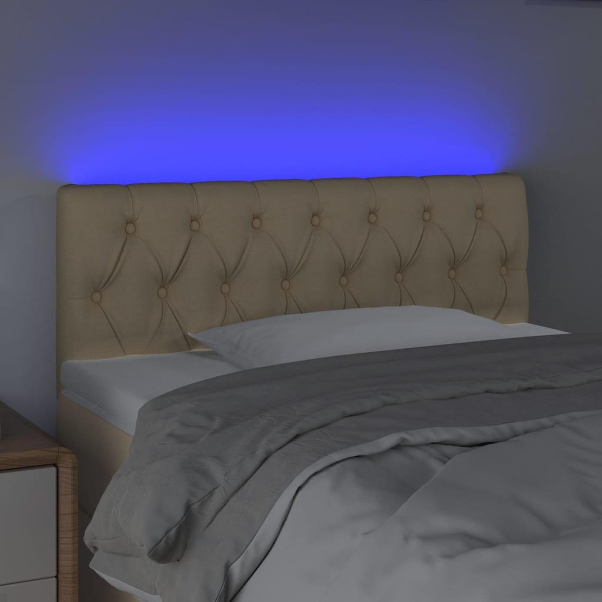 Voir la diapositive 3 : VIDAXL Tete de lit a LED Creme 100x7x78/88 cm Tissu