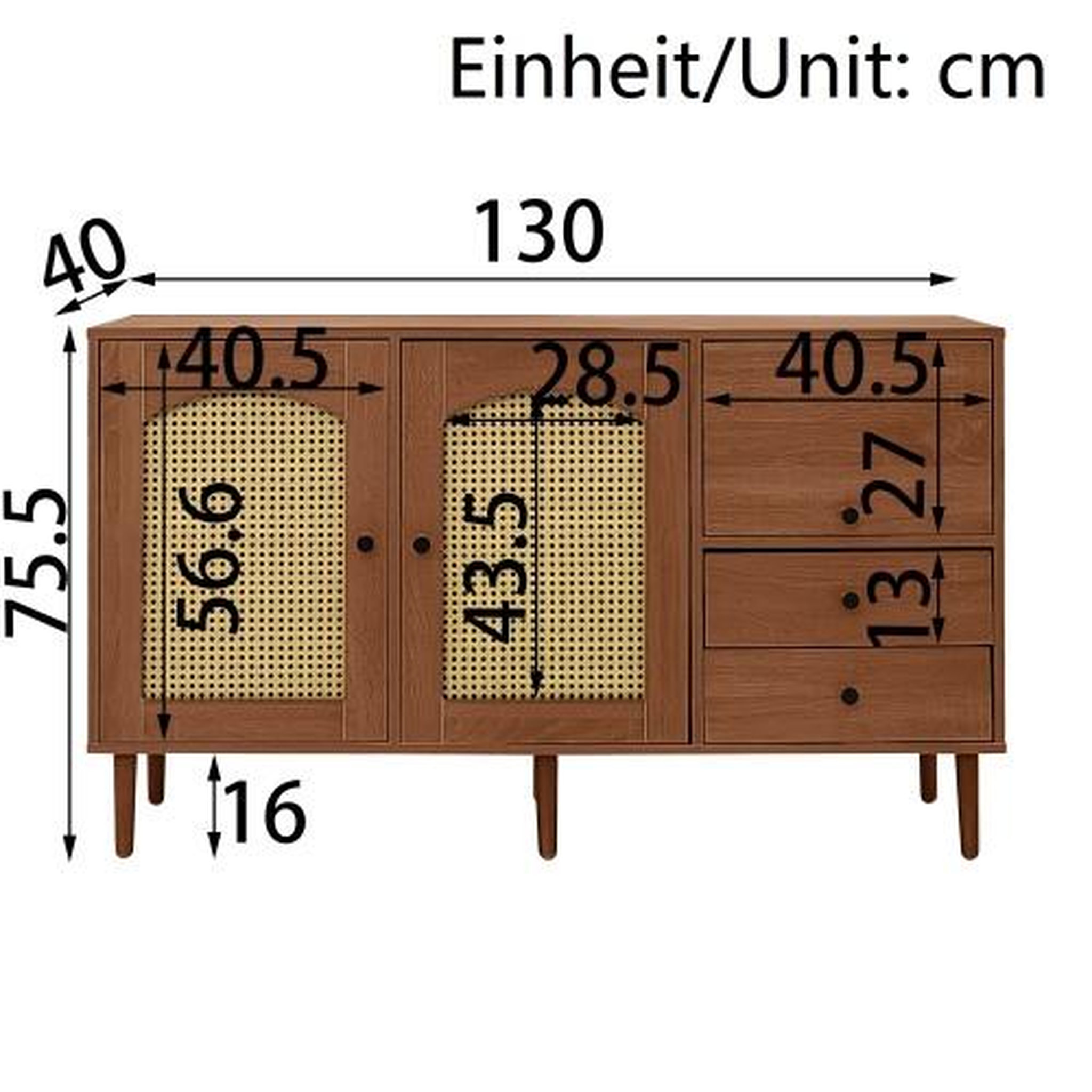 Voir la diapositive 3 : MERAX Buffet 3 porte(s) 2 tiroir(s) - 130 cm naturel panneau de particules