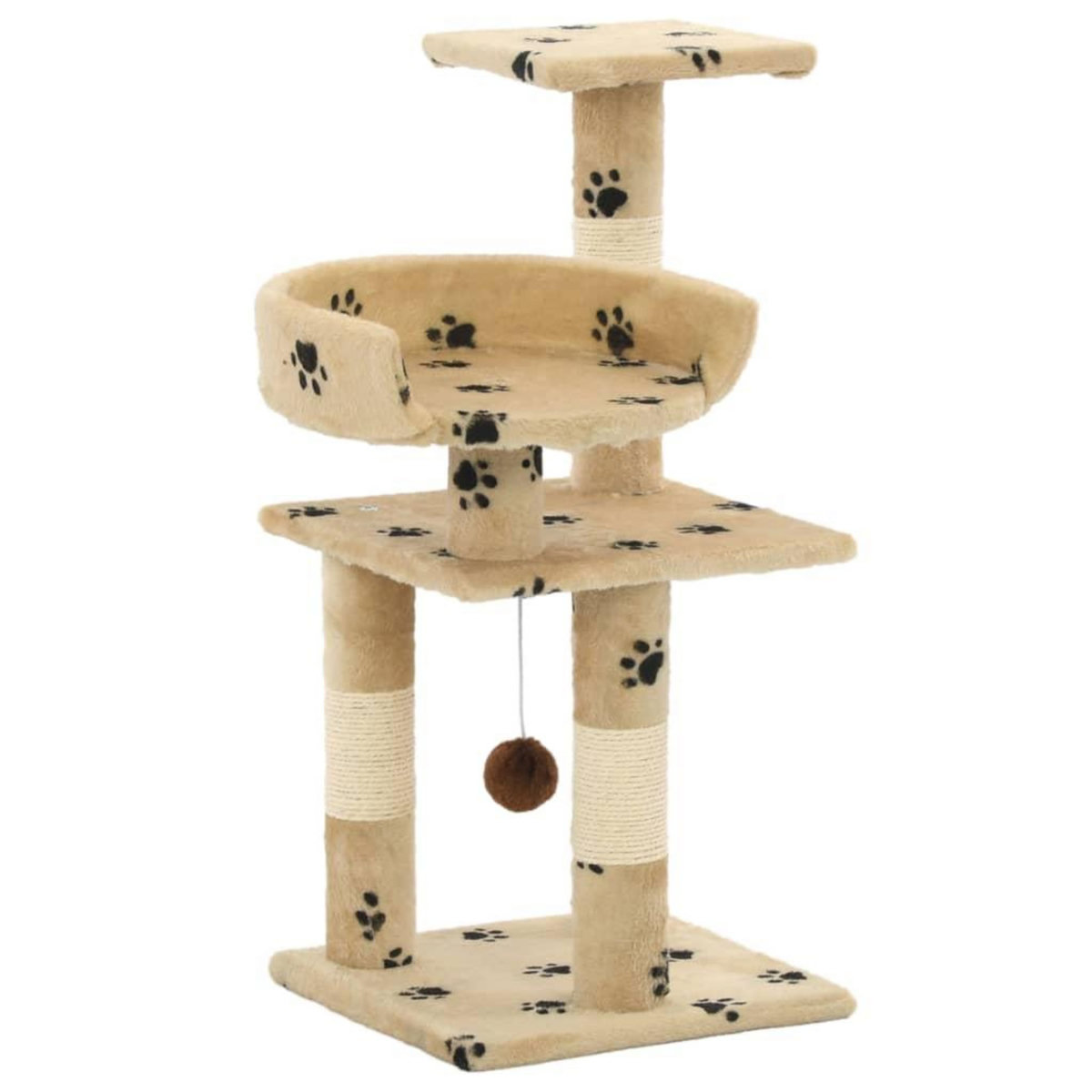 VIDAXL Arbre a chat et griffoirs en sisal 65 cm Beige Motif de pattes