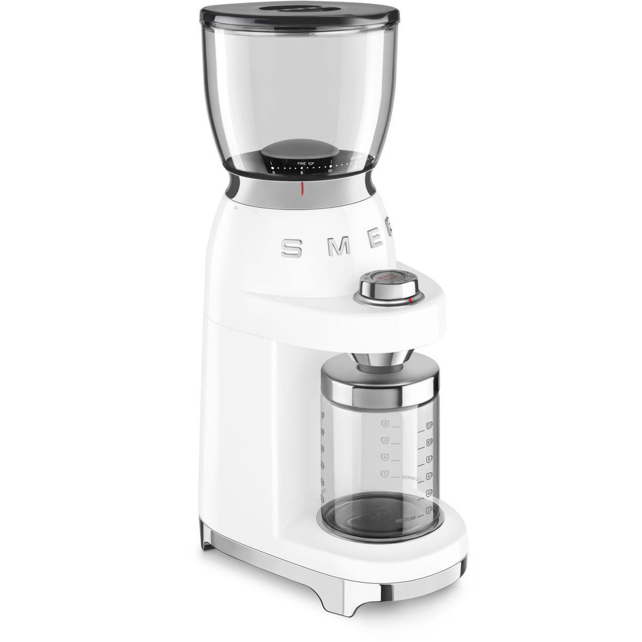 Voir la diapositive 2 : SMEG Moulin à café CGF01WHEU Blanc