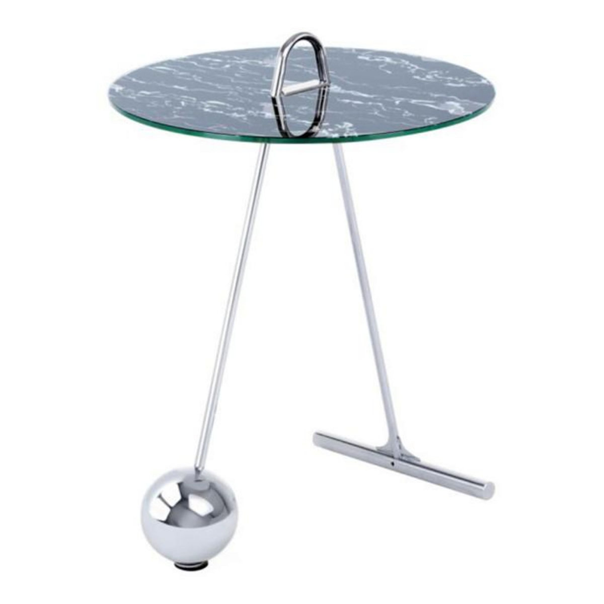 Paris Prix Table d'Appoint Design  Pendule  60cm Argent & Noir