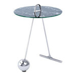 Paris Prix Table d'Appoint Design  Pendule  60cm Argent & Noir