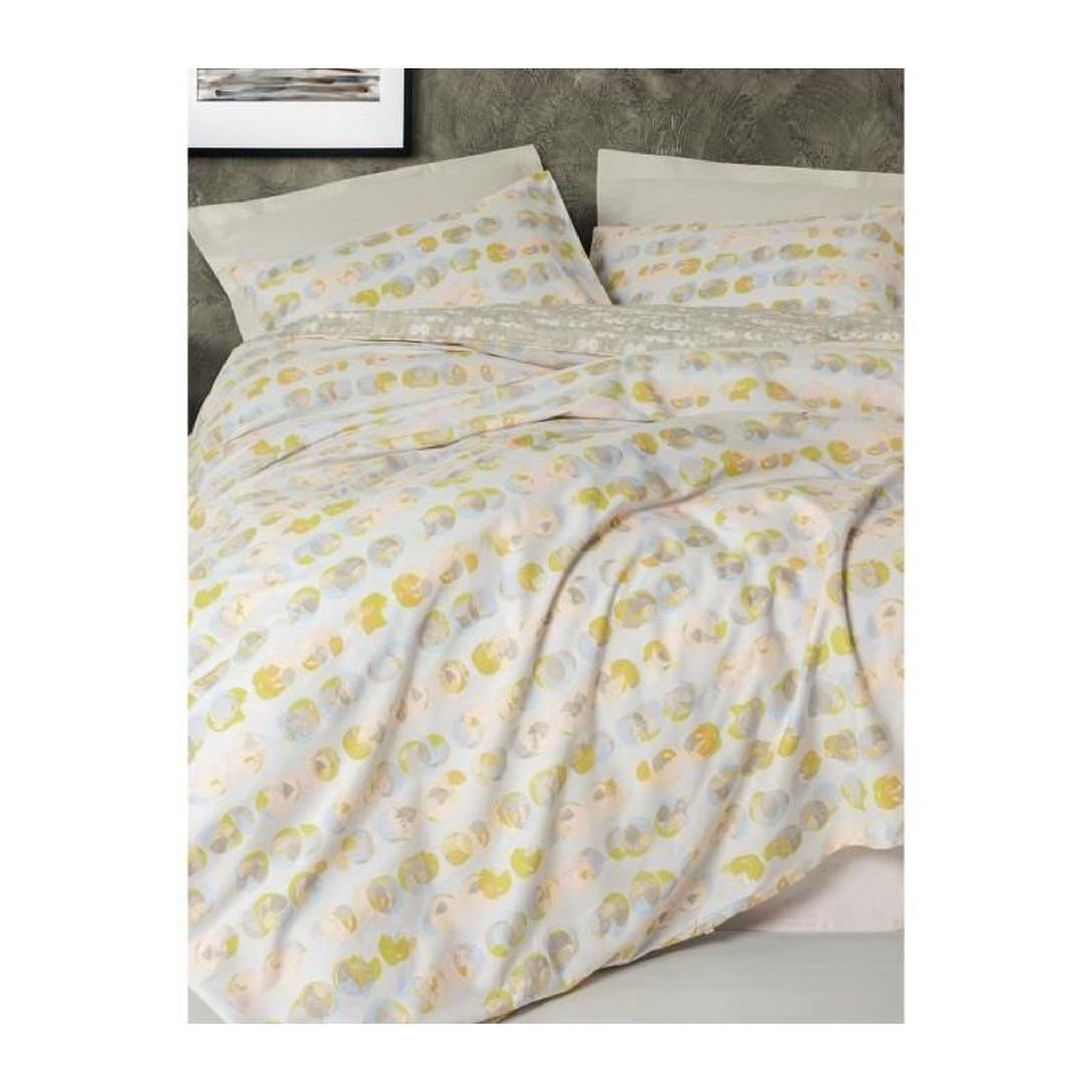Voir la diapositive 4 : GENERIQUE Parure de lit - 129CTN64851 - 1 housse de couette 220 x 240 cm + 2 taies d'oreiller 60 x 60 cm - 100% coton ranforcé - Beige