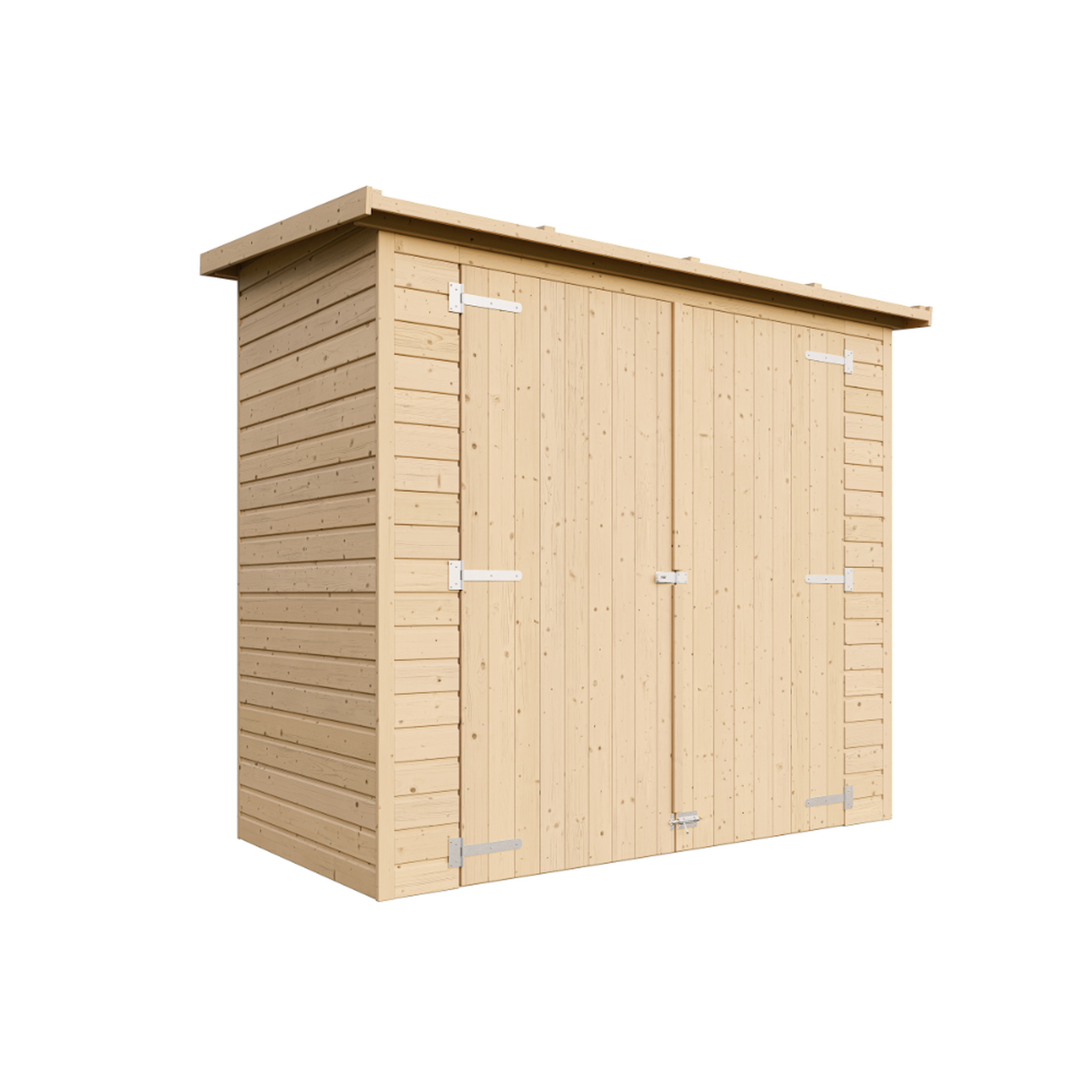 TIMBELA Abri à outils en bois naturel - stockage extérieur sans fenêtres h194x123x223 cm/2,1 m² m348
