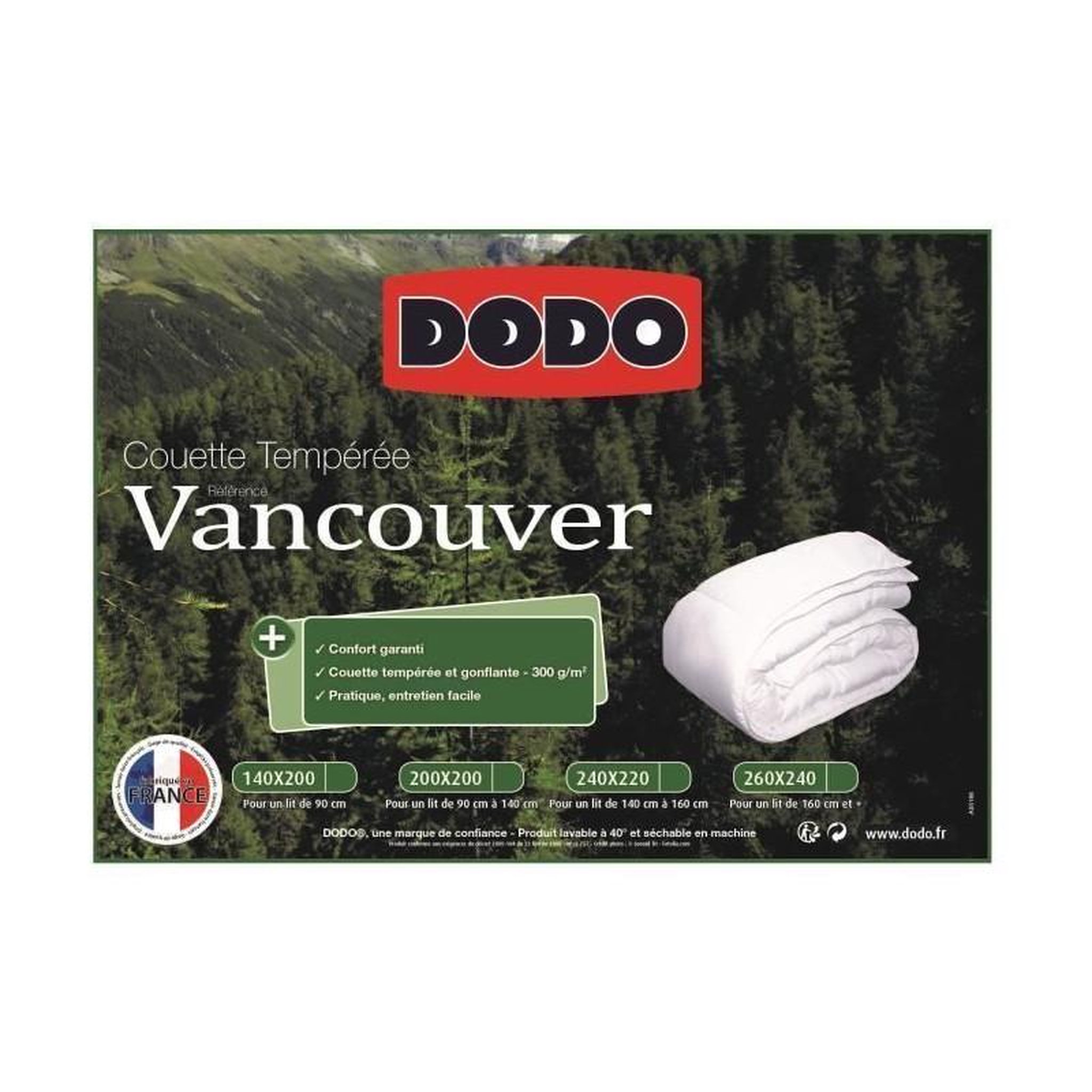 Voir la diapositive 3 : DODO DODO Couette temperee Vancouver - 140 x 200 cm - Blanc