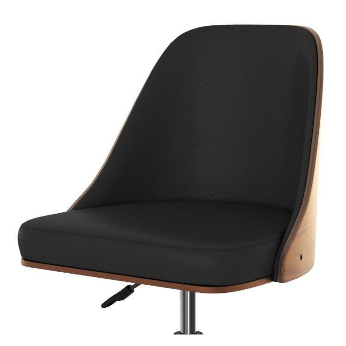 Rendez vous déco Chaise de bureau pivotante sur roulettes en bois foncé et PU noir - Georges
