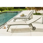 GARDENSTAR Bain de soleil avec dossier réglable - Textilène et acier - Gris