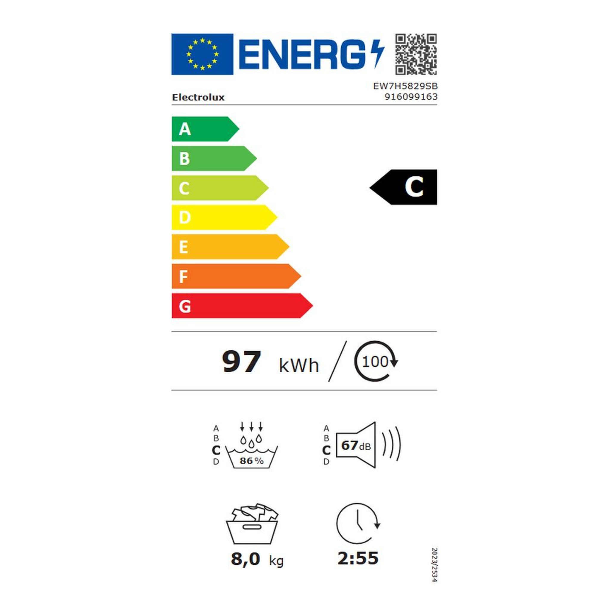 Voir la diapositive 2 : ELECTROLUX Sèche-linge pompe à chaleur 60cm 8kg, blanc - ew7h5829sb