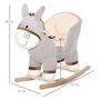 Voir la diapositive 3 : HOMCOM Cheval à bascule modèle âne fonction musicale selle grand confort peluche courte douce bois peuplier gris dim. 61L x 34l x 58H cm