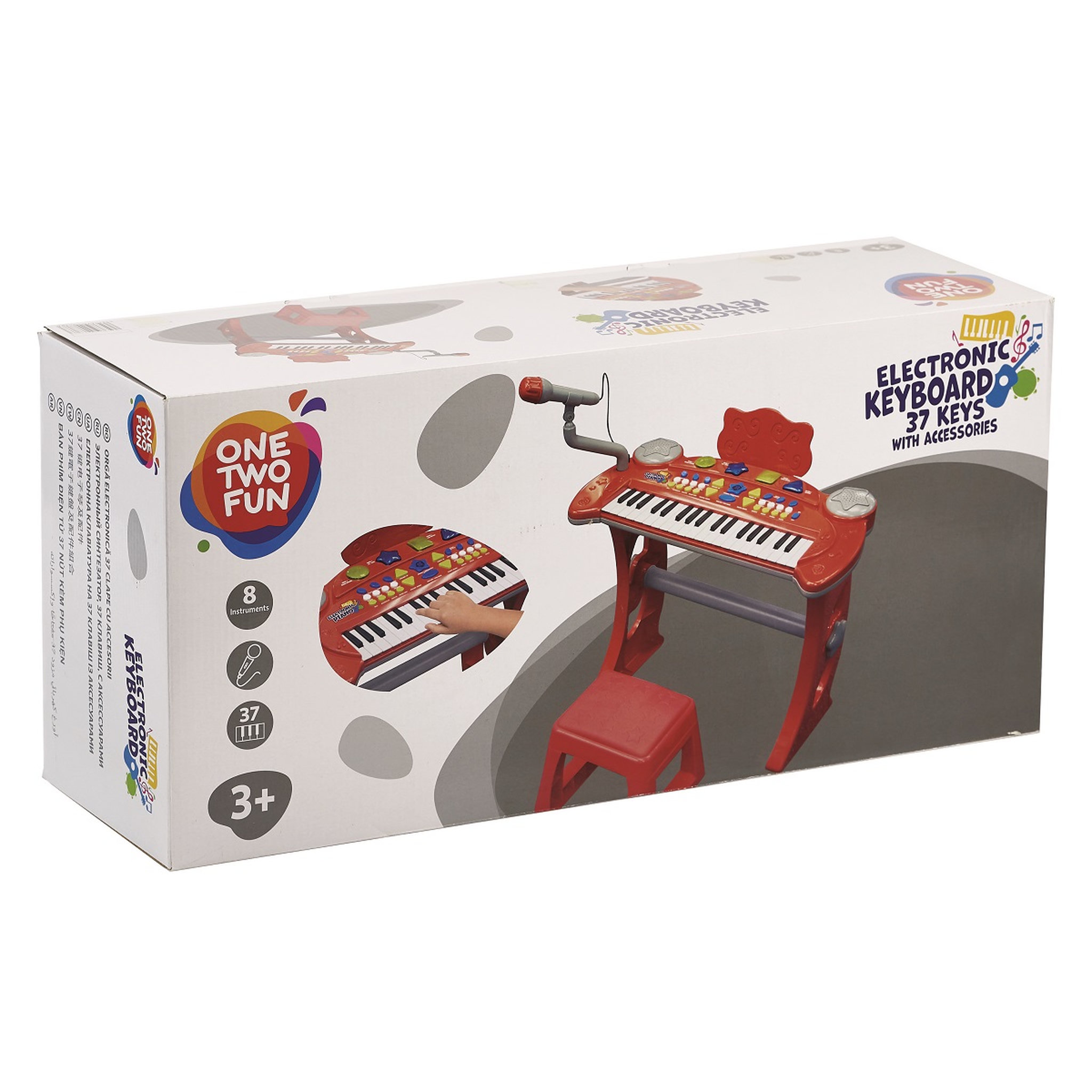 Voir la diapositive 7 : One Two Fun Clavier + tabouret + micro rouge 