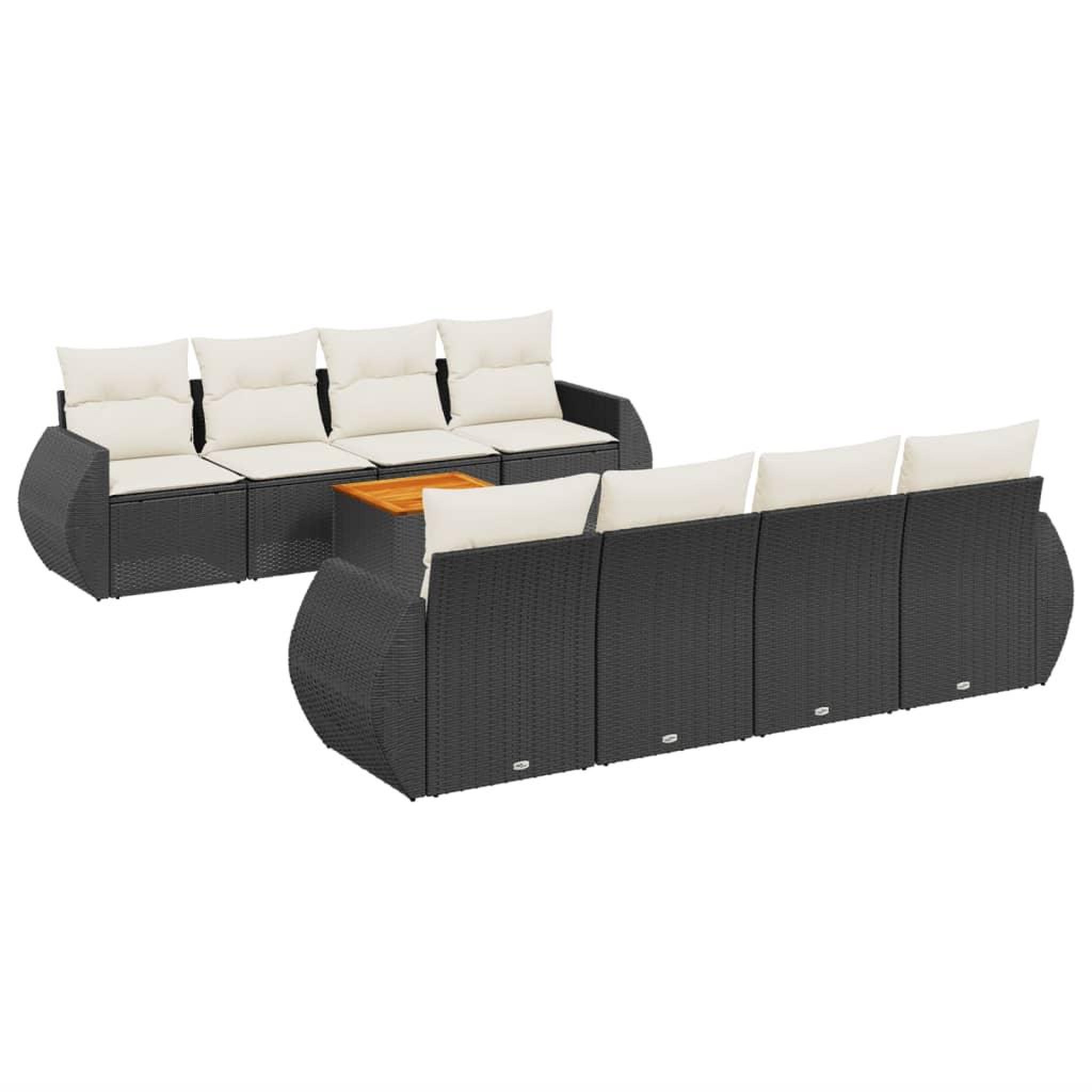 Voir la diapositive 2 : VIDAXL Salon de jardin 9 pcs avec coussins noir resine tressee