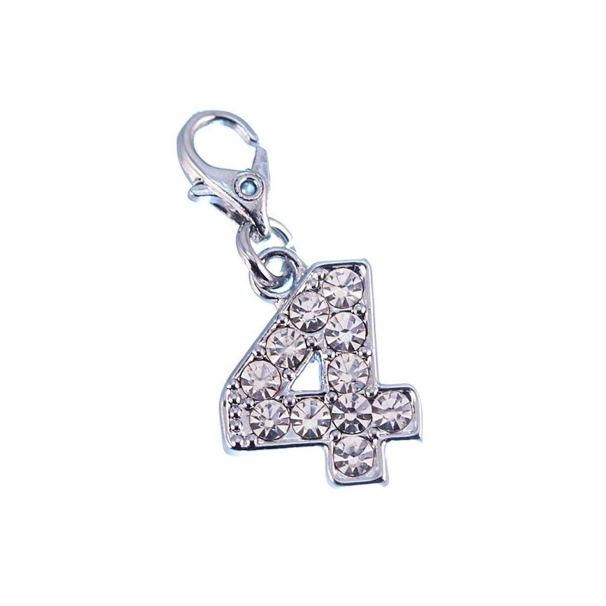 SC CRYSTAL Charm Chiffre 4 SC Crystal orné de Cristaux scintillants