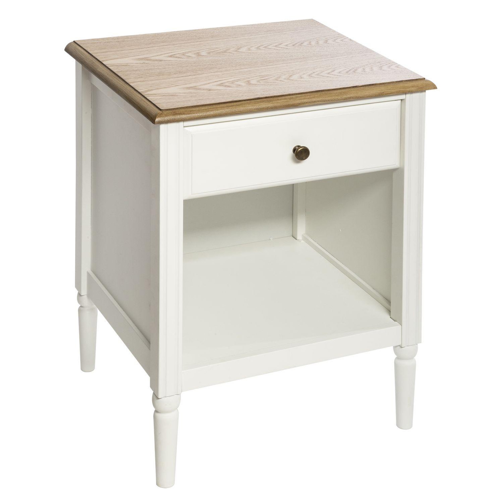 ATMOSPHERA Table de chevet effet bois solen - l. 45 x h. 60 cm - blanc