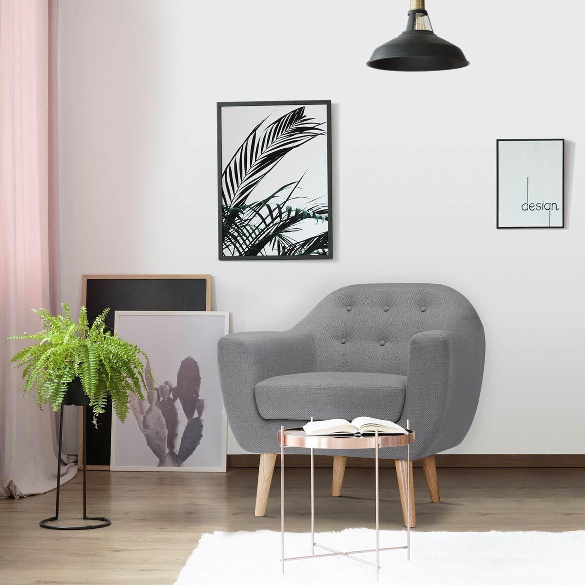 Voir la diapositive 5 : Paris Prix Fauteuil scandinave tissu  lopy  78cm gris