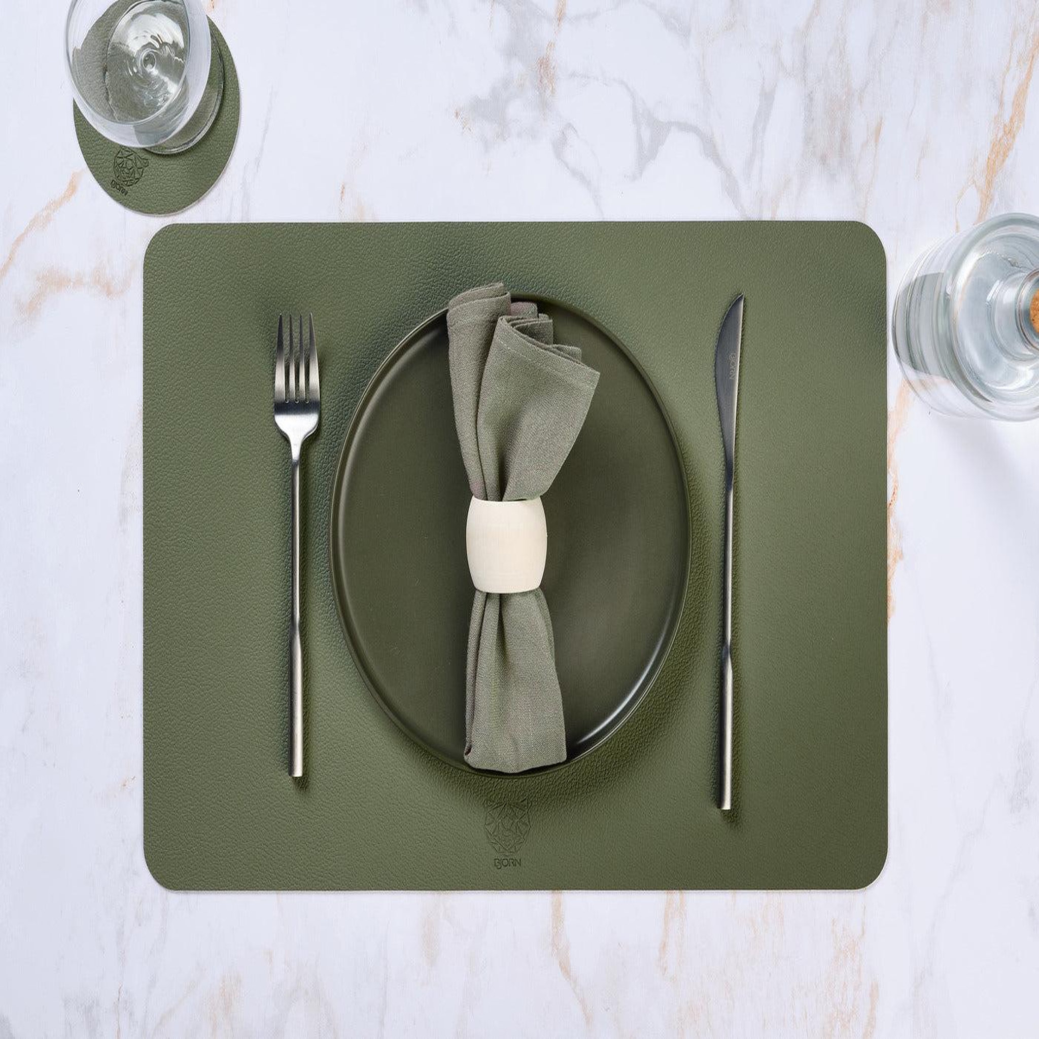 Voir la diapositive 6 : BJORN Serviette de table - 6 pièces - lin et coton vert de gris