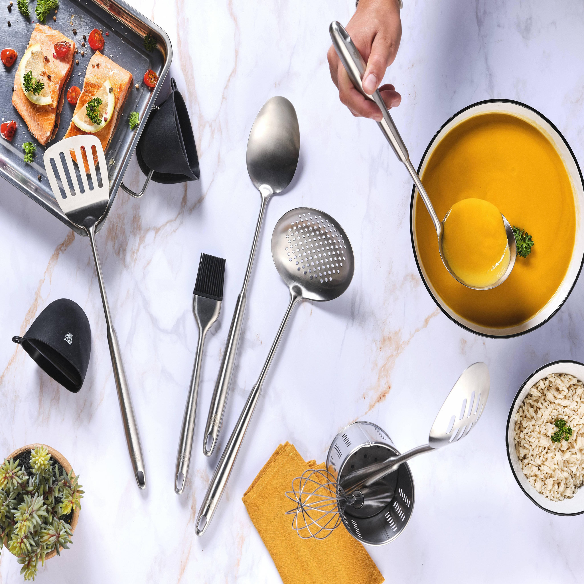 Voir la diapositive 5 : BJORN Set d'ustensiles de cuisine en acier inoxydable stal - 10 pièces
