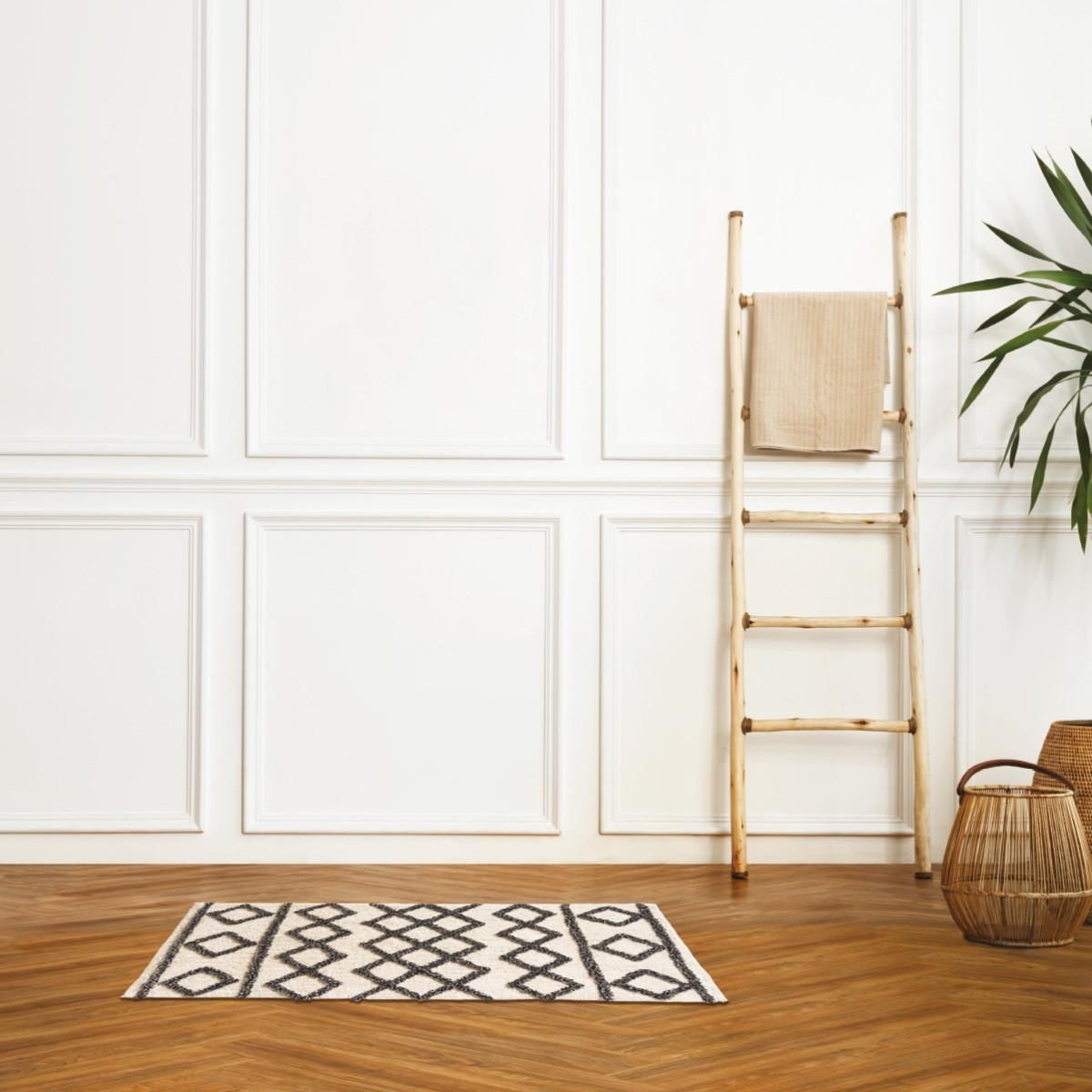 GUY LEVASSEUR Tapis de bain déco géométrique en coton tufté 60x120cm