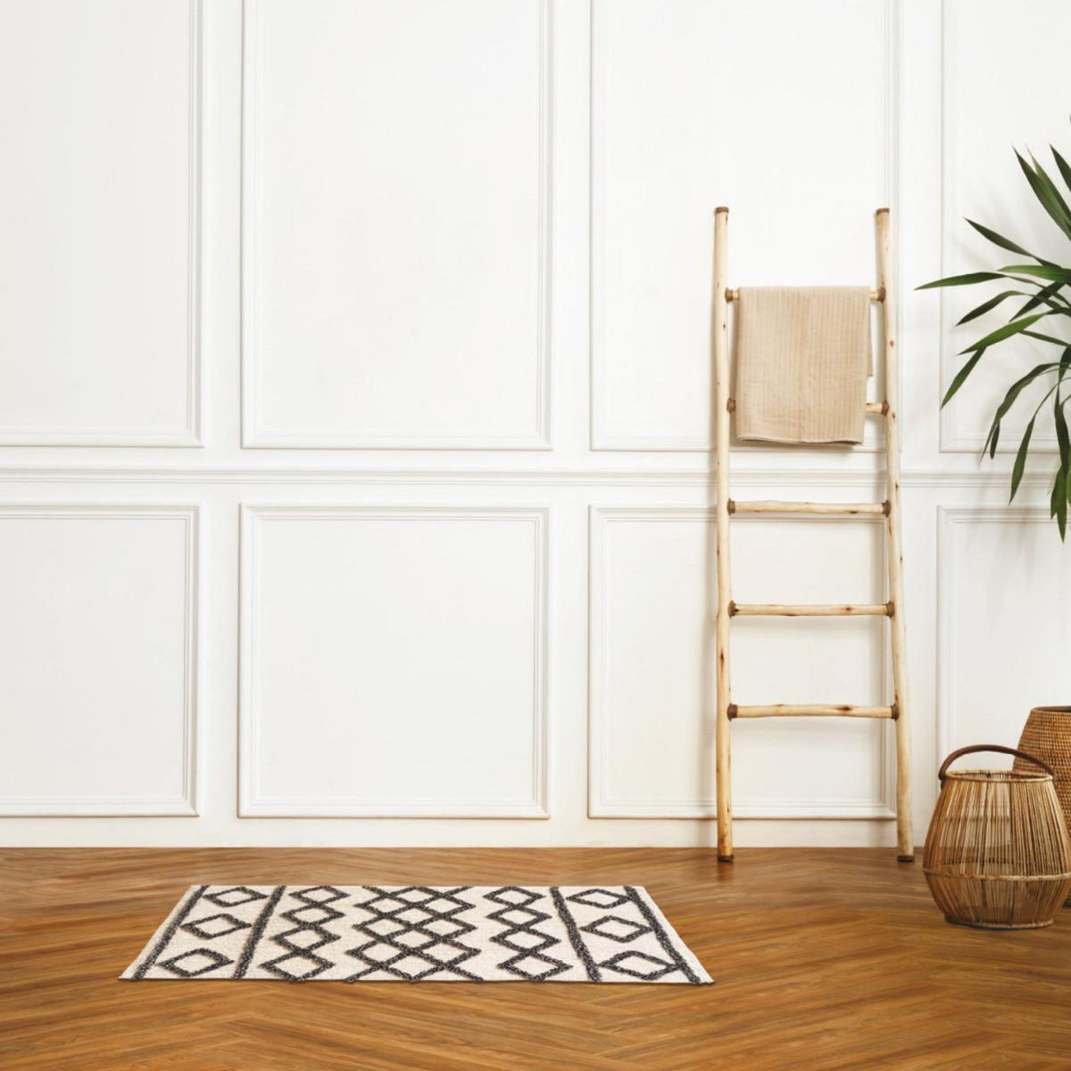 GUY LEVASSEUR Tapis de bain déco géométrique en coton tufté 60x120cm