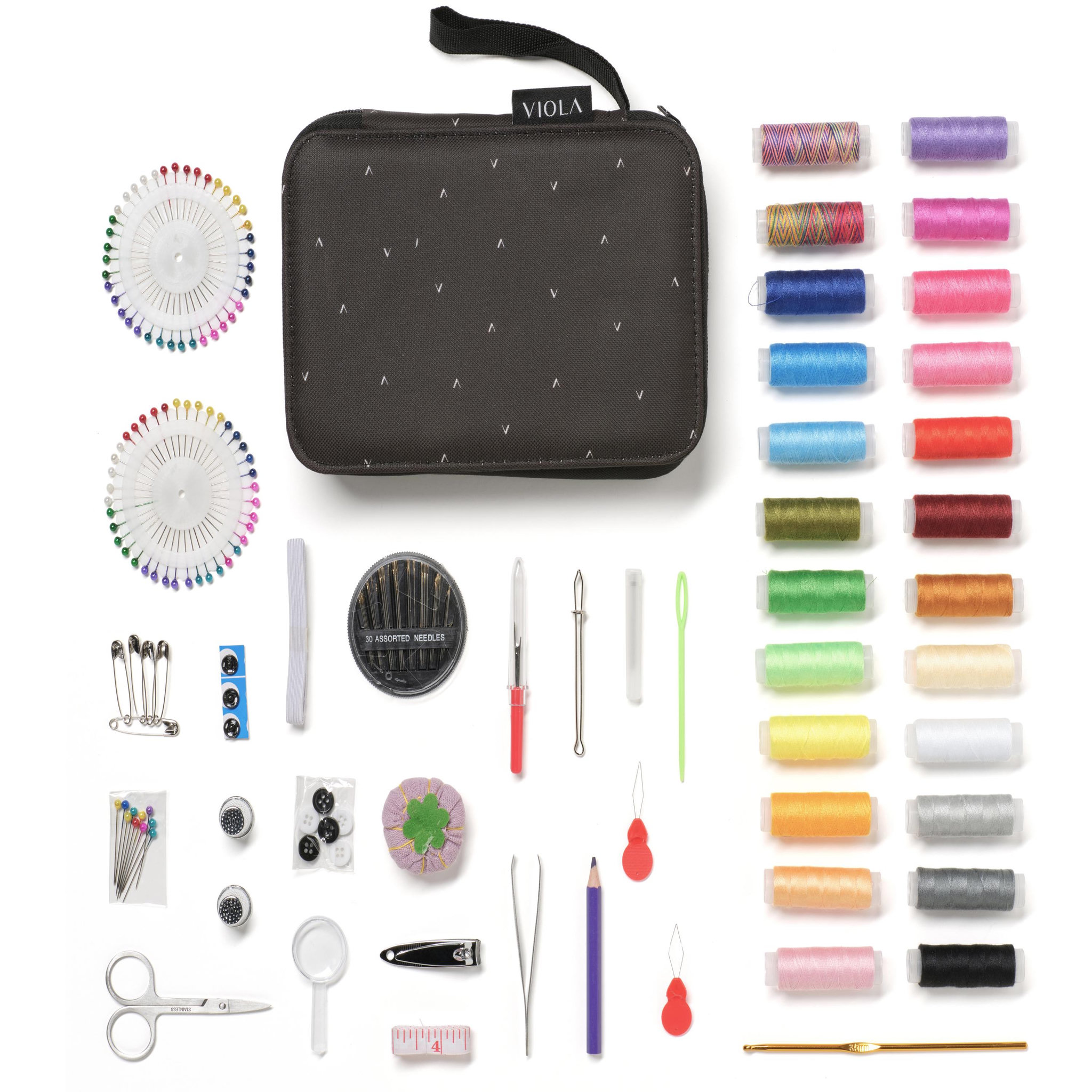 Voir la diapositive 3 : VIOLA Kit de couture ZIGZAG, Accessoires pour Coudre 178 Pièces, Set de Couture pour Débutants, 24 Bobines de Fil, Boîte à Couture Complete, Coffret, Aiguilles, Boutons, Réparation de Vêtements