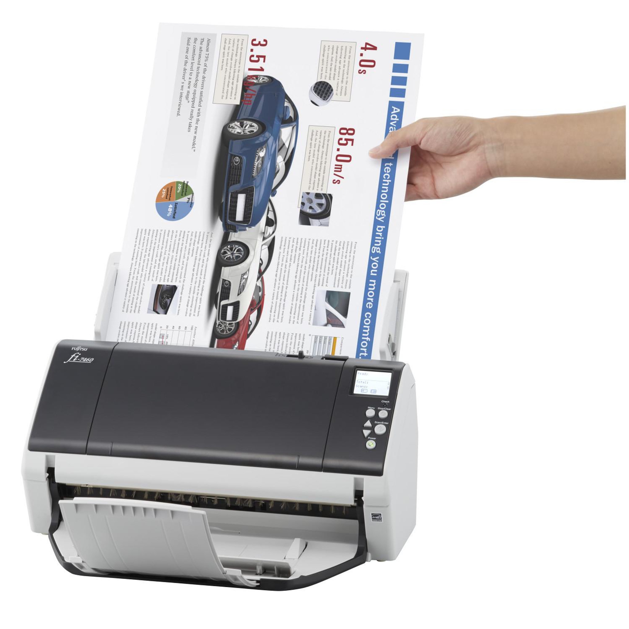 Voir la diapositive 3 : Ricoh Fujitsu fi-7460 Numériseur chargeur automatique de documents (adf) + chargeur manuel 600 x 600 DPI A3 Gris, Blanc