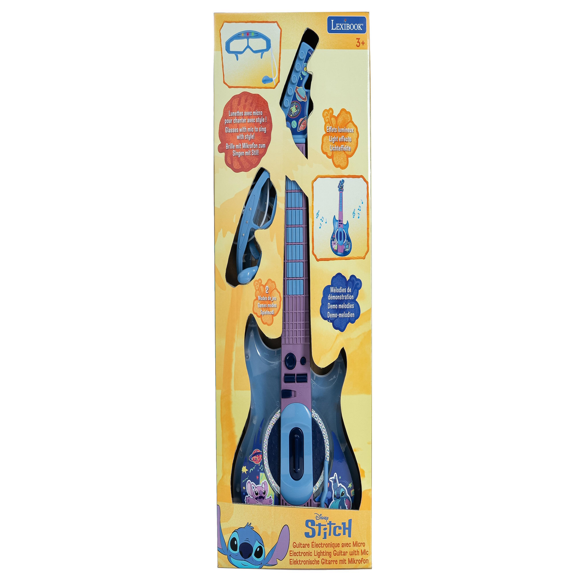 Voir la diapositive 4 : Lexibook Guitare Électronique Lumineuse avec lunettes et micro Stitch